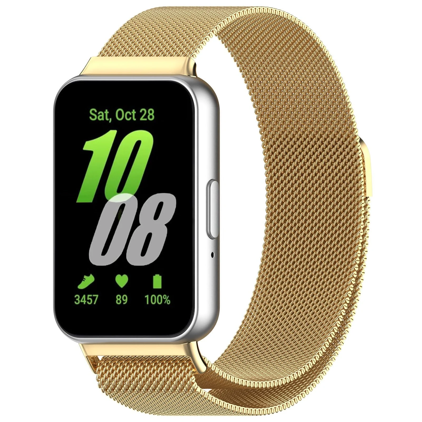 DL3 MOBILAK Milanese Magnetic Stainless-Steel Watch Strap for Samsung Galaxy Fit 3, Gold