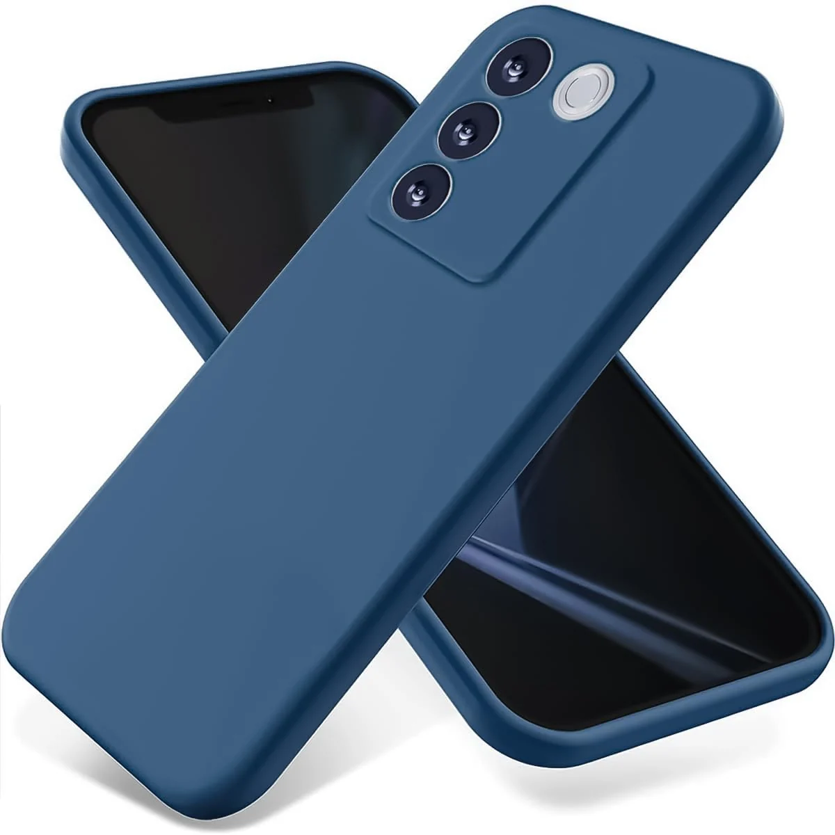 DL3 Mobilak Liquid Silicone Protective Case with Soft Microfiber Lining for vivo V27e | vivo S16e - Blue