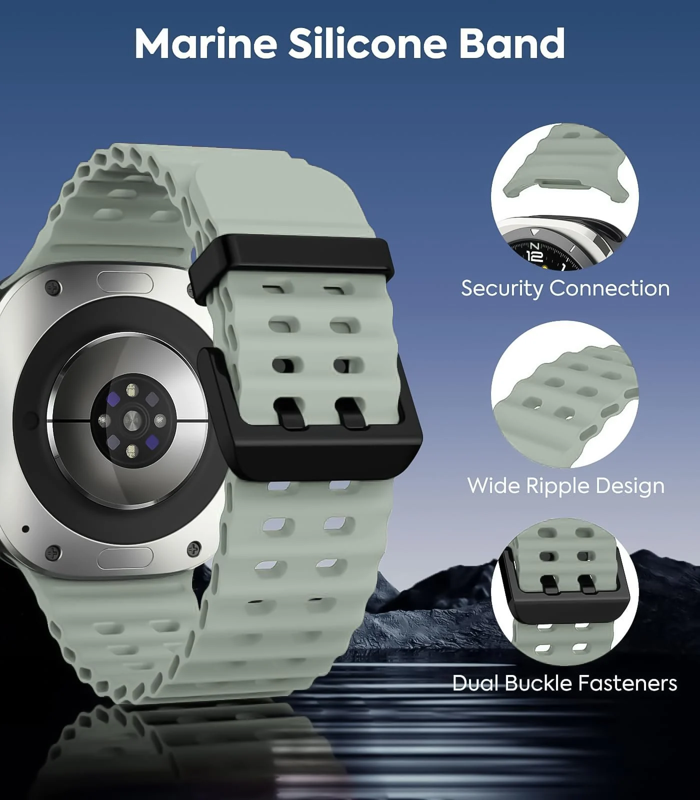 DL3 Mobilak Sport Band Compatible with Samsung Galaxy Watch Ultra Band 47mm Women Men, Breathable Soft Silicone Waterproof Watch Strap Accessories for Samsung Watch 7 Ultra Bands - Mint Green