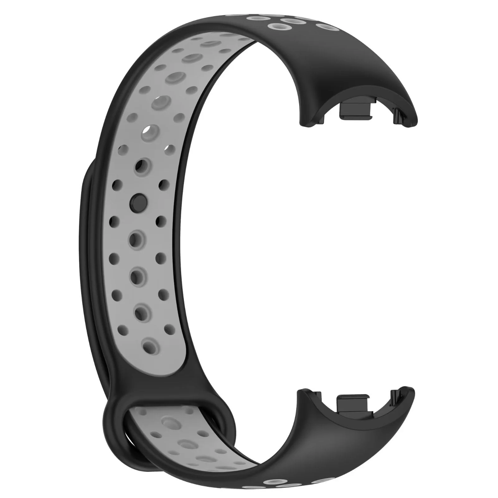 DL3 Mobilak Strap for Xiaomi Mi Band 9 / Mi Band 8, Breathable Sport Silicone Watch Band Strap, Replacement Bracelet Wristband Wrist Strap for Xiaomi Smart Band 9/Xiaomi Smart Band 8 Watch Accessories - Black Gray