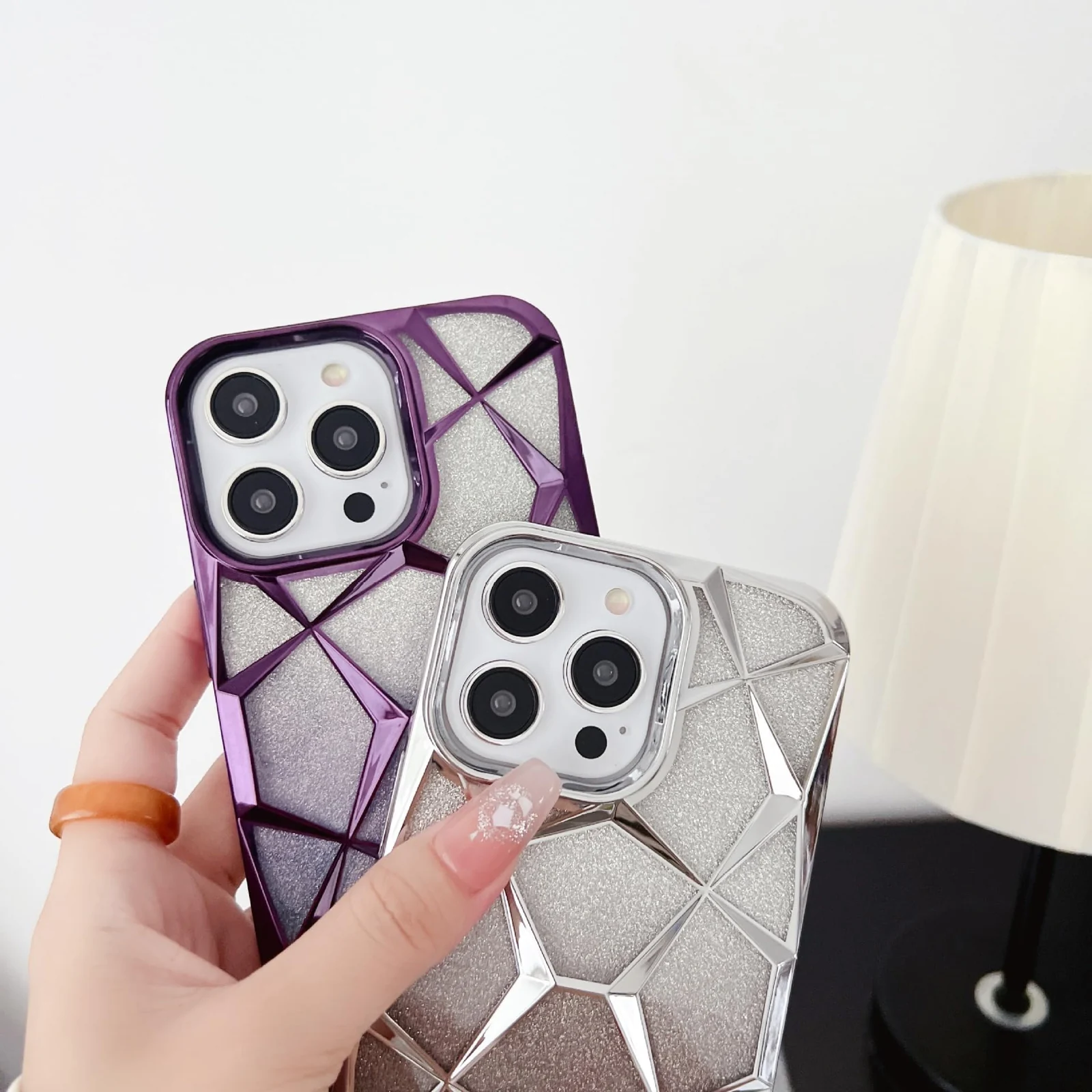 DL3 Mobilak Compatible with Samsung Galaxy A16 5G/4G Case Plating Bling Gradient Glitter Clear Cover Soft TPU Silicone Cute Camera Protection Shockproof Back for Women Girls Case - Purple