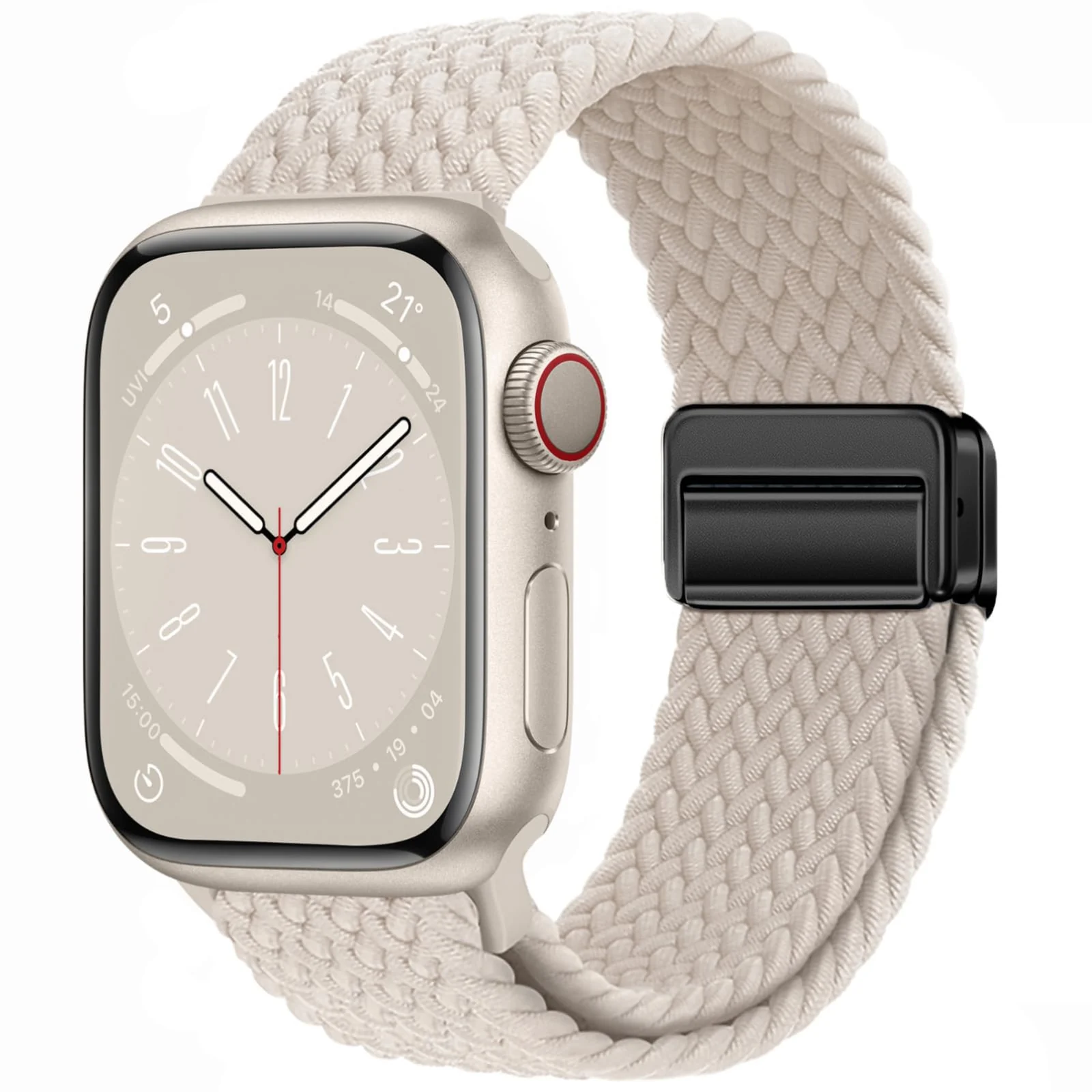 DL3 Mobilak Sport Solo Loop Compatible with Apple Watch Band 42mm 44mm 45mm 46mm 49mm for Women Men, Magnetic Strap Stretchy Braided Wristband for iWatch Series 11 10 9 8 7 6 5 4 3 Ultra 3 2 1 SE SE2 - Starlight