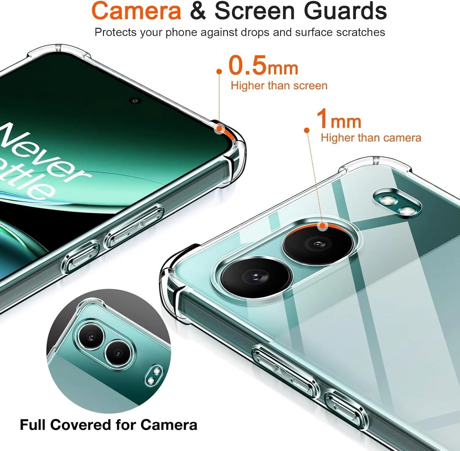 DL3 Mobilak Case Compatible with OnePlus Nord 4 5G, Cover Silicone TPU Gorilla Anti-shock Protector Camera Shockproof Corners - Clear