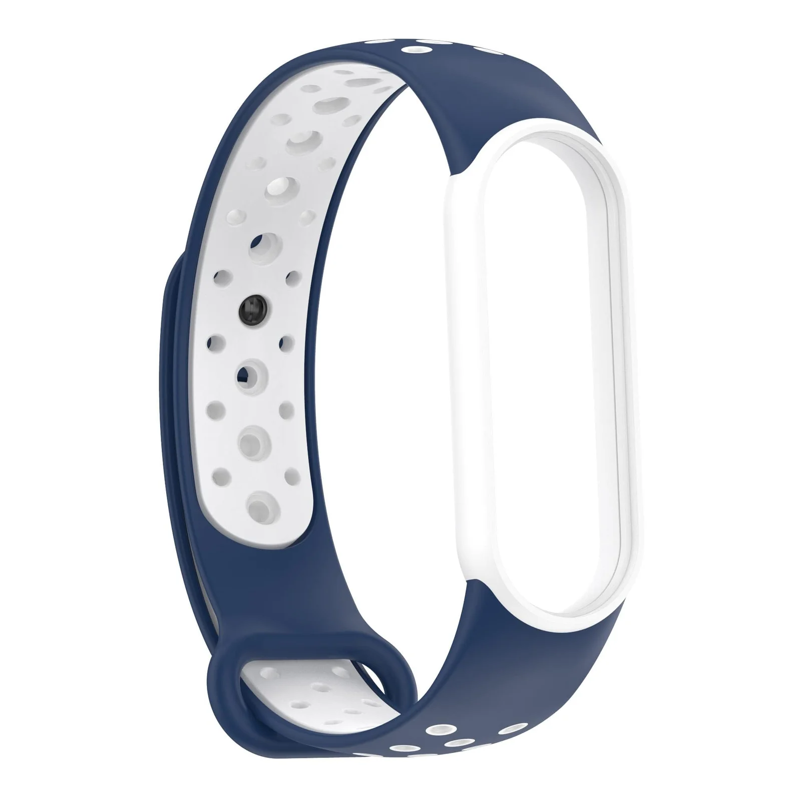 DL3 Mobilak Strap Compatible with Xiaomi Mi Band 4 / Mi Band 3, Women Men Armband, Two Colours Breathable Adjustable Soft Silicone Replacement Strap Compatible with Xiaomi Mi Band 3/4 - Blue White