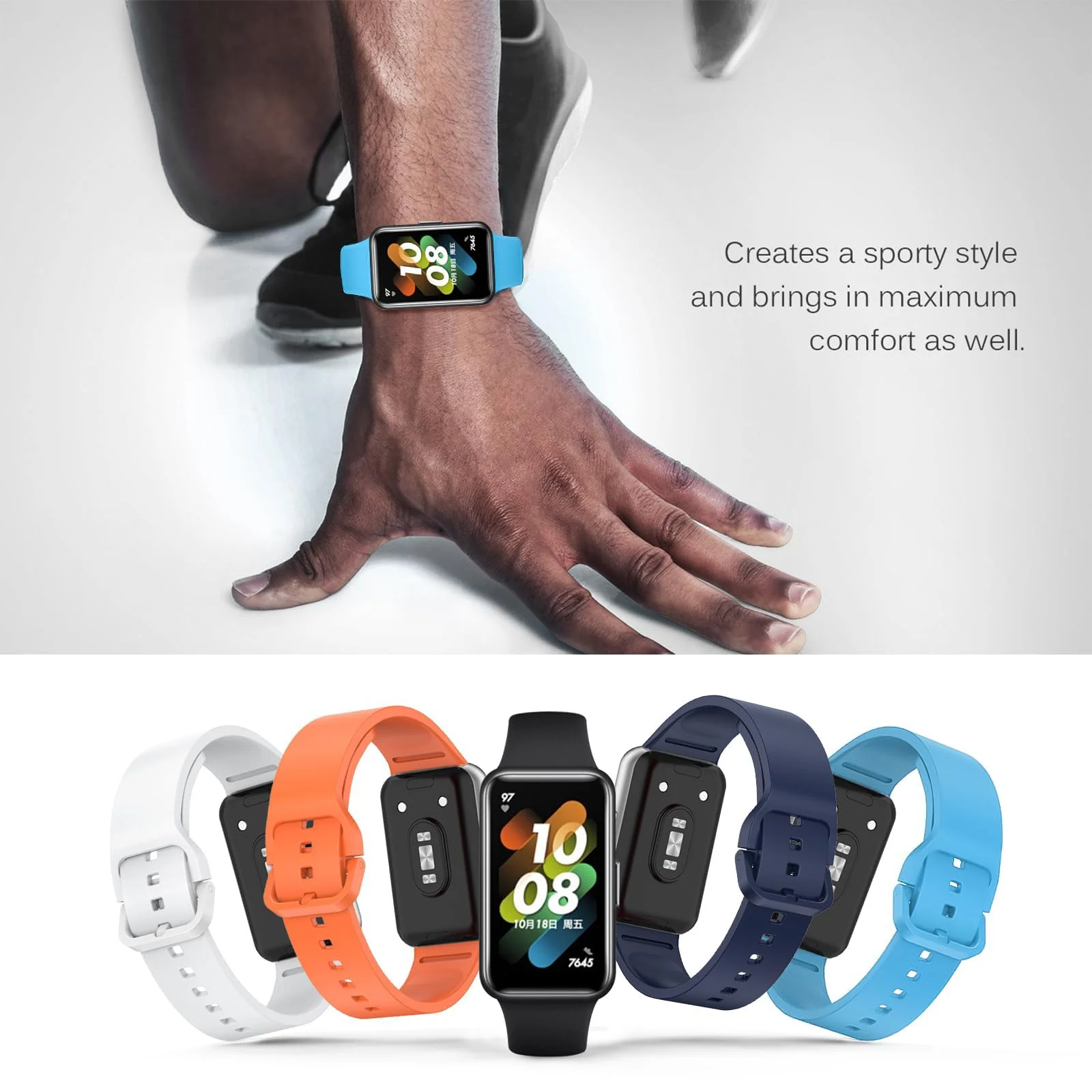 DL3 MOBILAK Silicone Bracelet for Samsung Galaxy Fit 3 Strap, Soft Silicone Sport Replacement Strap For Women/Men, Adjustable Waterproof Sports Band - Light Blue