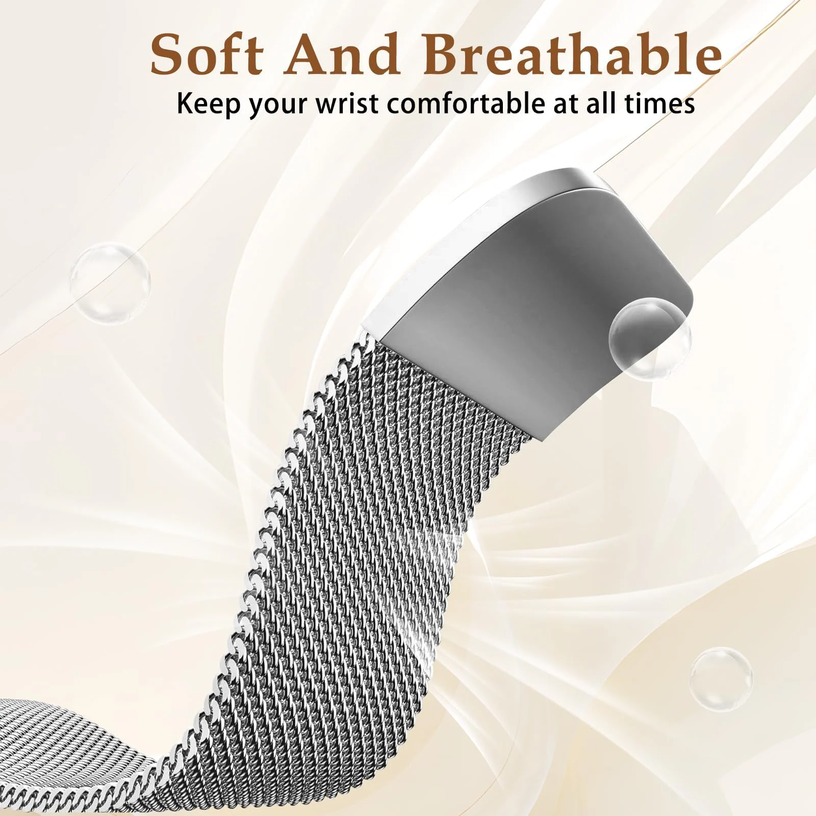 MOBIGON Magnetic Stainless Steel Watch Strap for Huawei Band 11 / 11 Pro, Silver