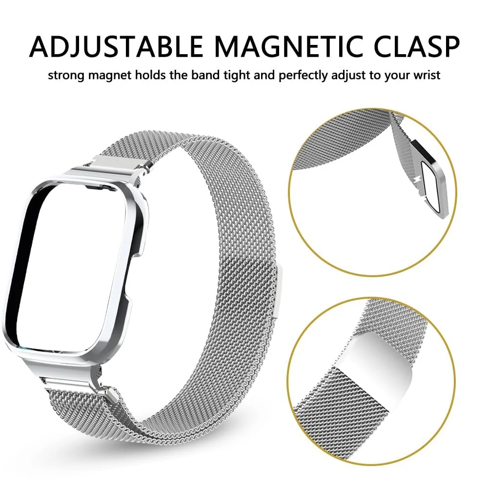 DL3 Mobilak Strap Compatible with Xiaomi Redmi Watch 3 (Not Fit Watch 3 Active), Magnetic Metal Stainless Steel Adjustable Wristbands Breathable Watch Bands for Xiaomi Redmi Watch 3 (Sliver) - Black
