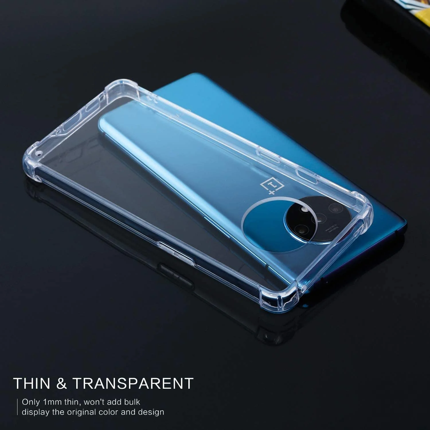 DL3 Mobilak Case Compatible with OnePlus 7T, Cover Silicone TPU Gorilla Anti-shock Protector Camera Shockproof Corners For OnePlus 7T - Clear
