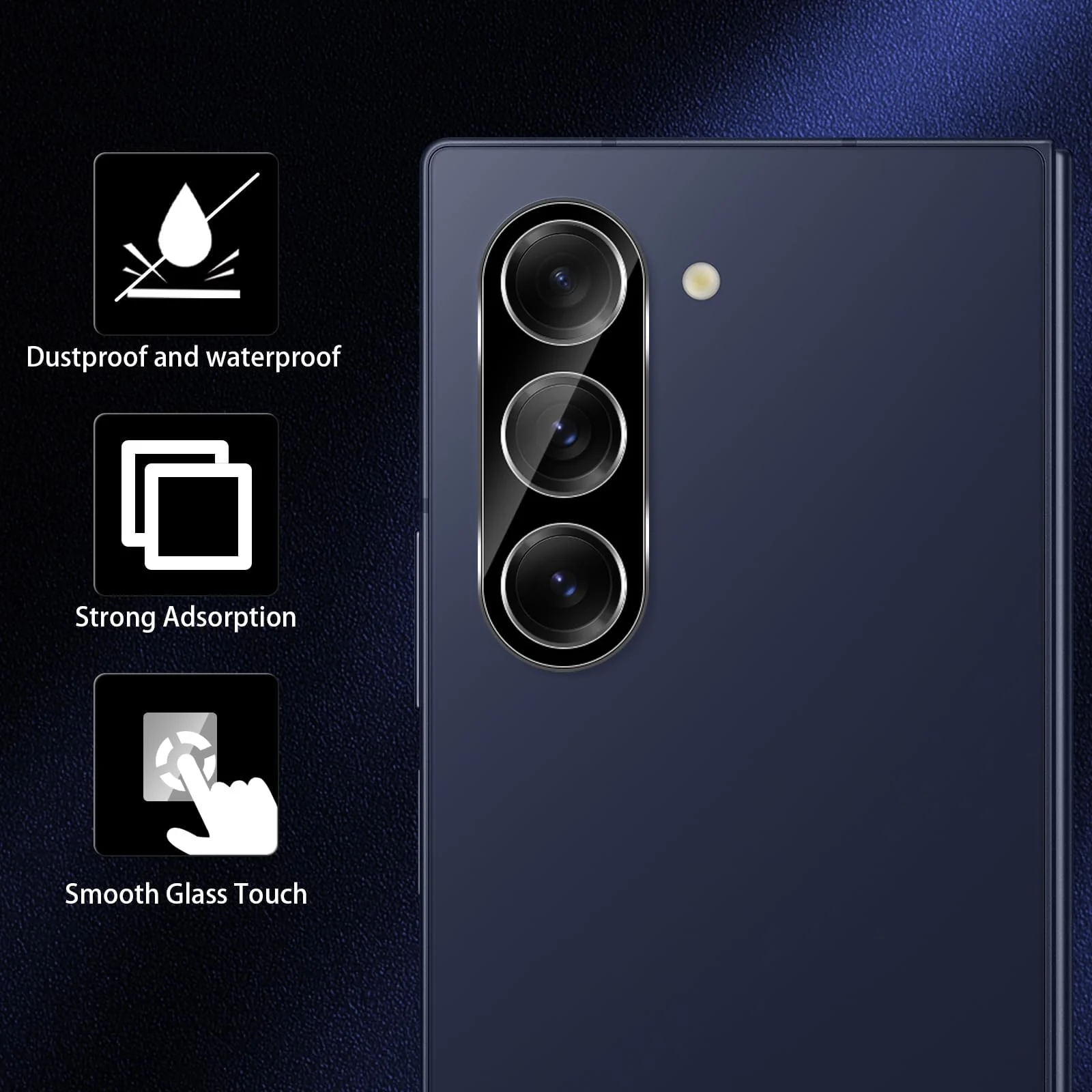 DL3 Mobilak Samsung Galaxy Z fold 6 Camera Lens Protector Tempered Glass Screen Protector HD [Full Coverage][Anti-Scratch] Drop Protection Ultra Clear/Thin Lens Protector Case - Black