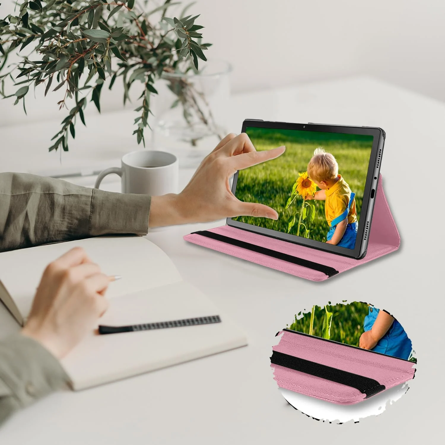 DL3 Mobilak Protective Cover for iPad Pro 13 inch Case M5/M4 (2025/2024), 360° Rotatable Smart Stand, Leather Folio Flip Cover with Multi-Angle Viewing, Auto Wake Sleep - Pink