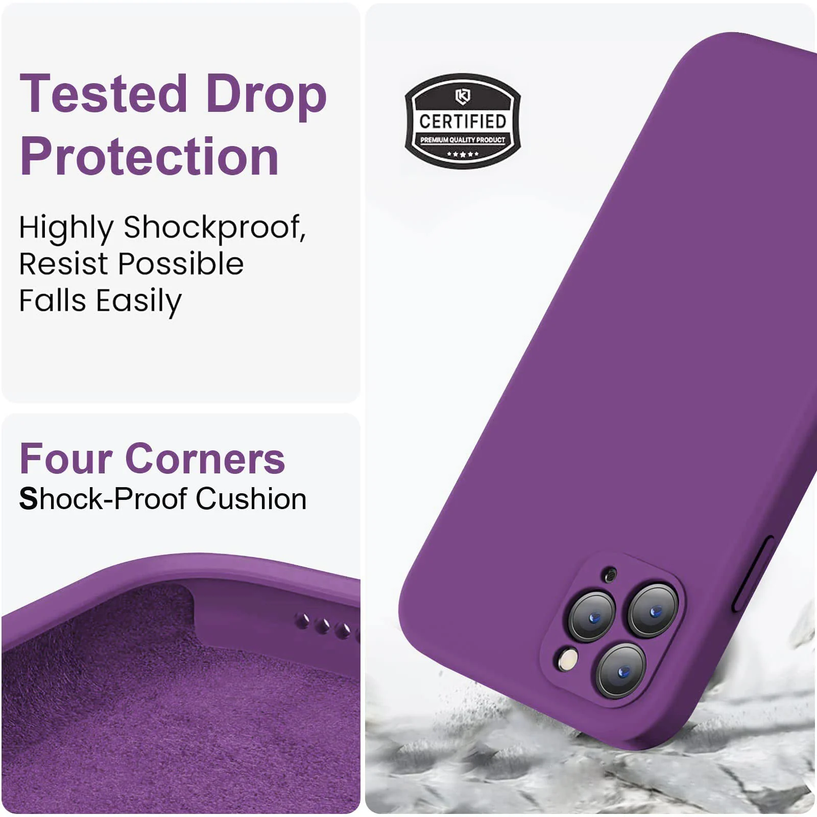 DL3 Mobilak Liquid Silicone Protective Case with Soft Microfiber Lining with Full Camera Protection for iPhone 11 Pro (5.8 Inch) - Violet