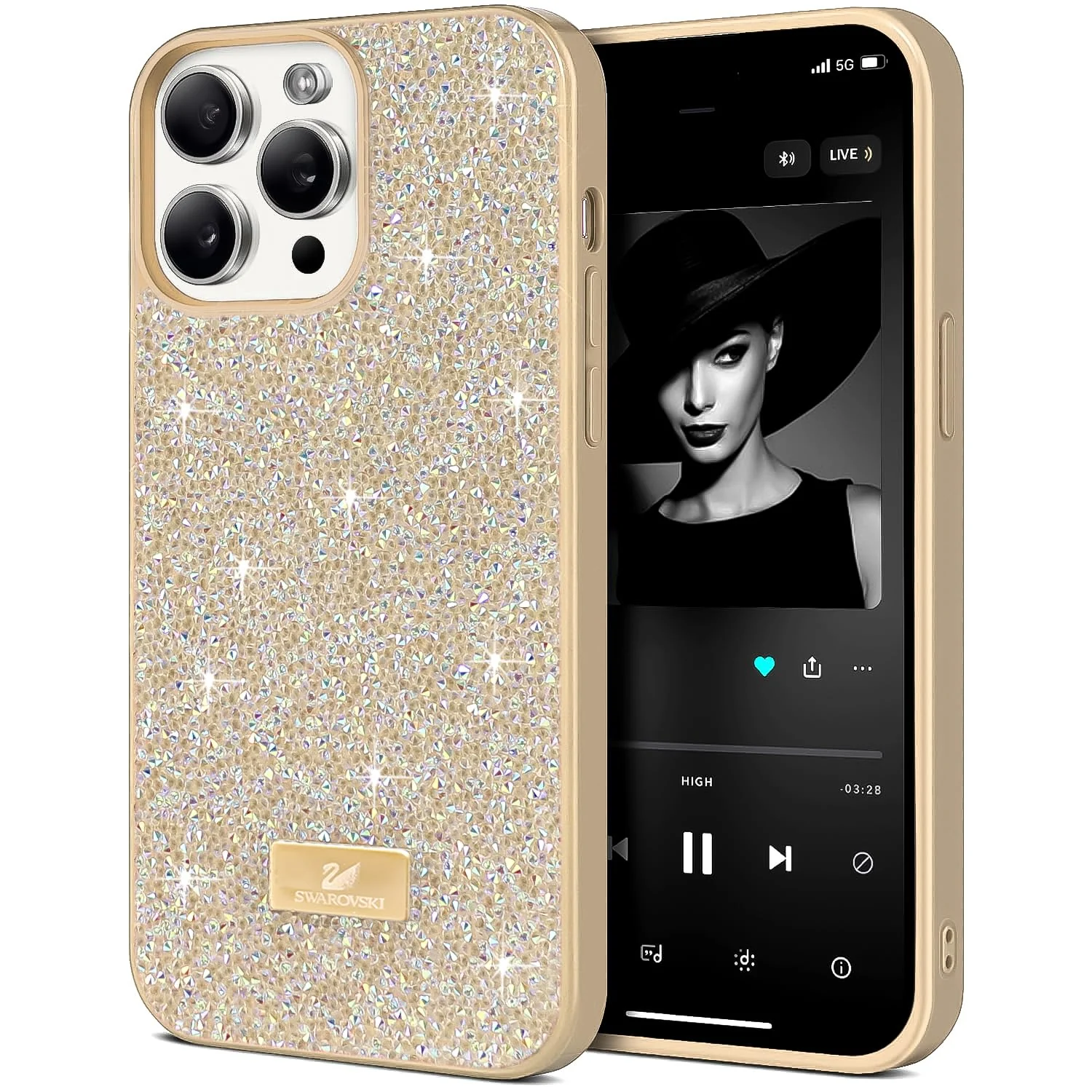 DL3 Mobilak Glitter Protective Case for iPhone 13 Pro, Supports wireless charging, Shock-absorbing protection, Scratch-resistant surface