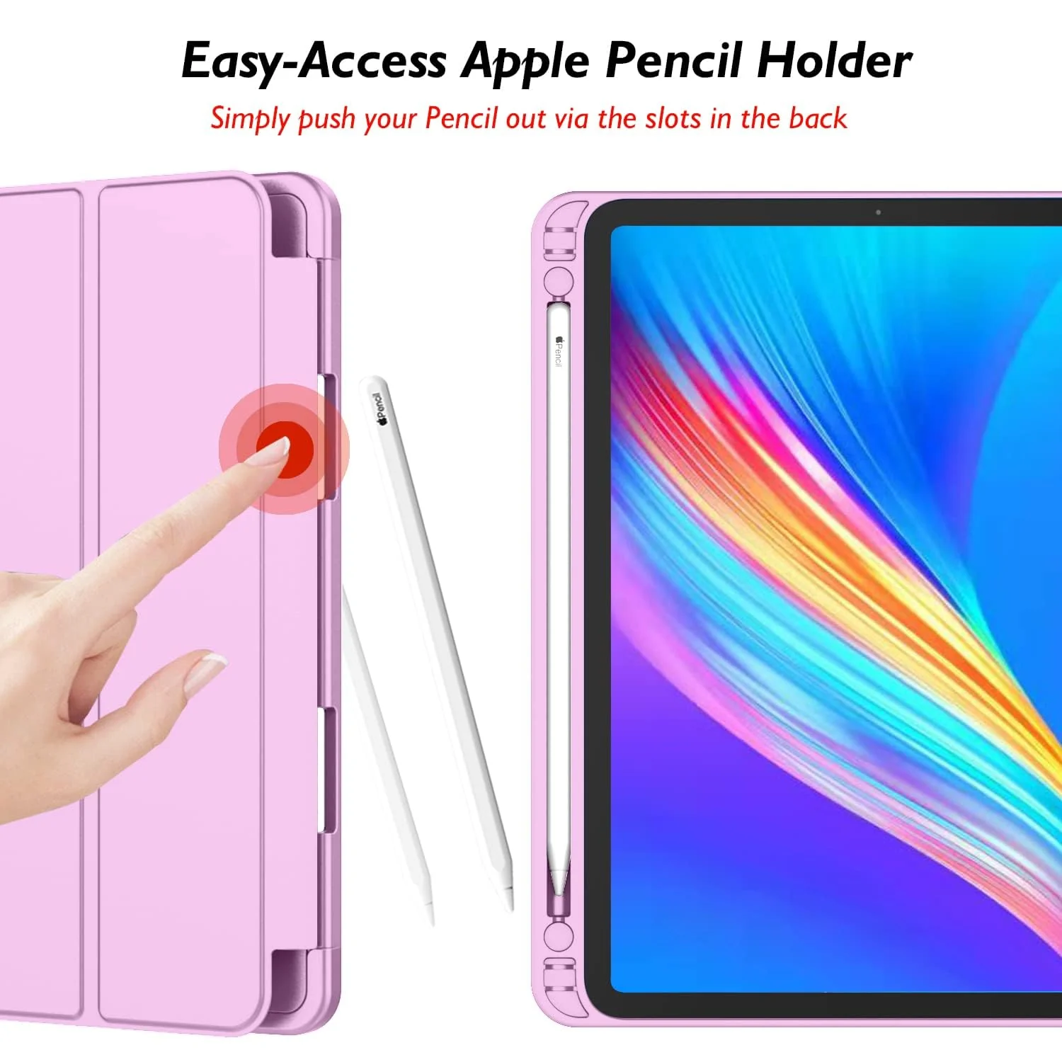 DL3 Mobilak iPad Pro 11 Inch Case 2022(4th Gen)/2021(3rd Gen)/2020(2nd Gen) with Pencil Holder, Smart Case [Support Touch ID and Auto Wake/Sleep] with Auto 2nd Gen Pencil Charging - Electric Lavender
