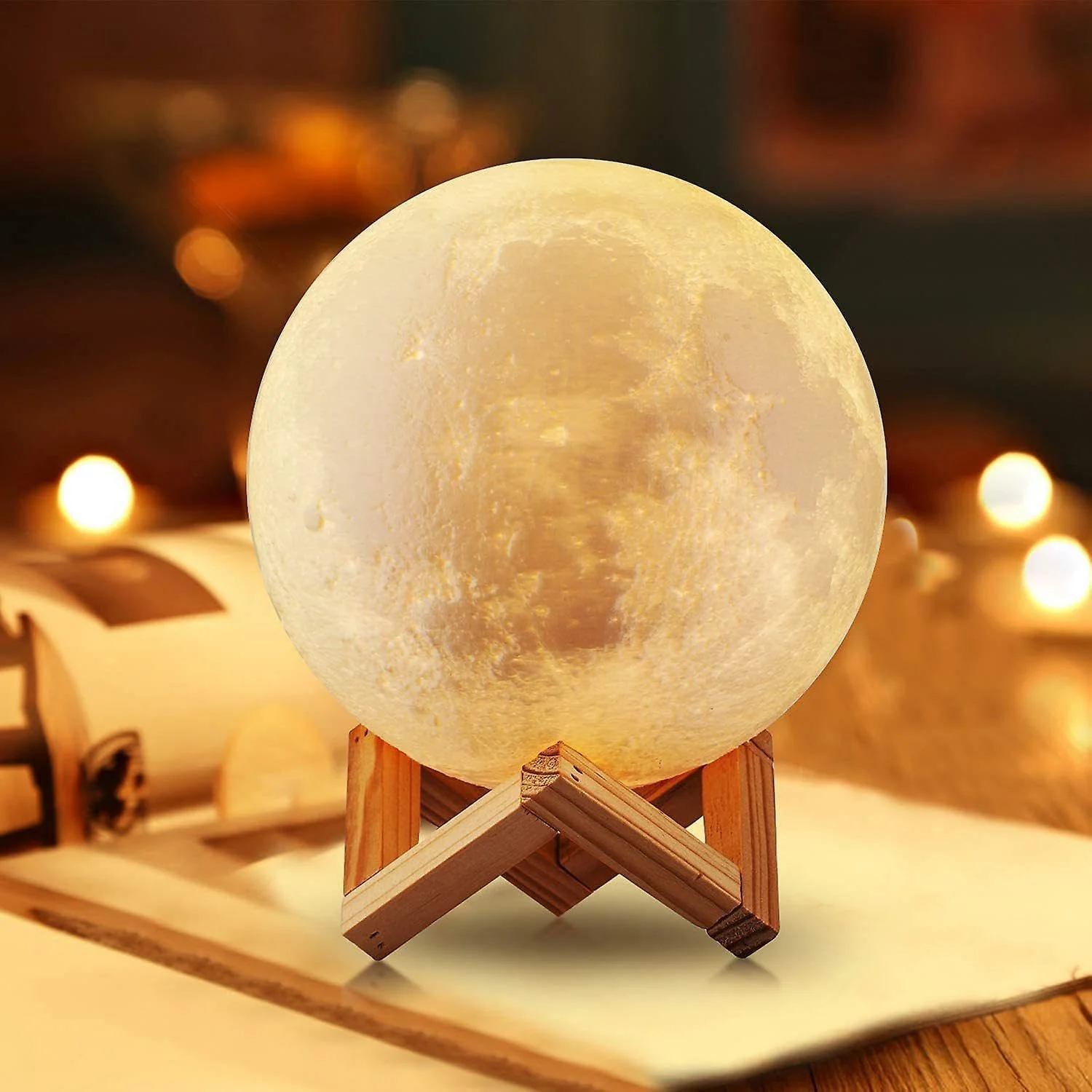 Mobigon 880ML Air Humidifier 3D Moon Lamp light Diffuser Aroma Essential Oil USB Ultrasonic Humidificador Night Mist Purifier - yellow
