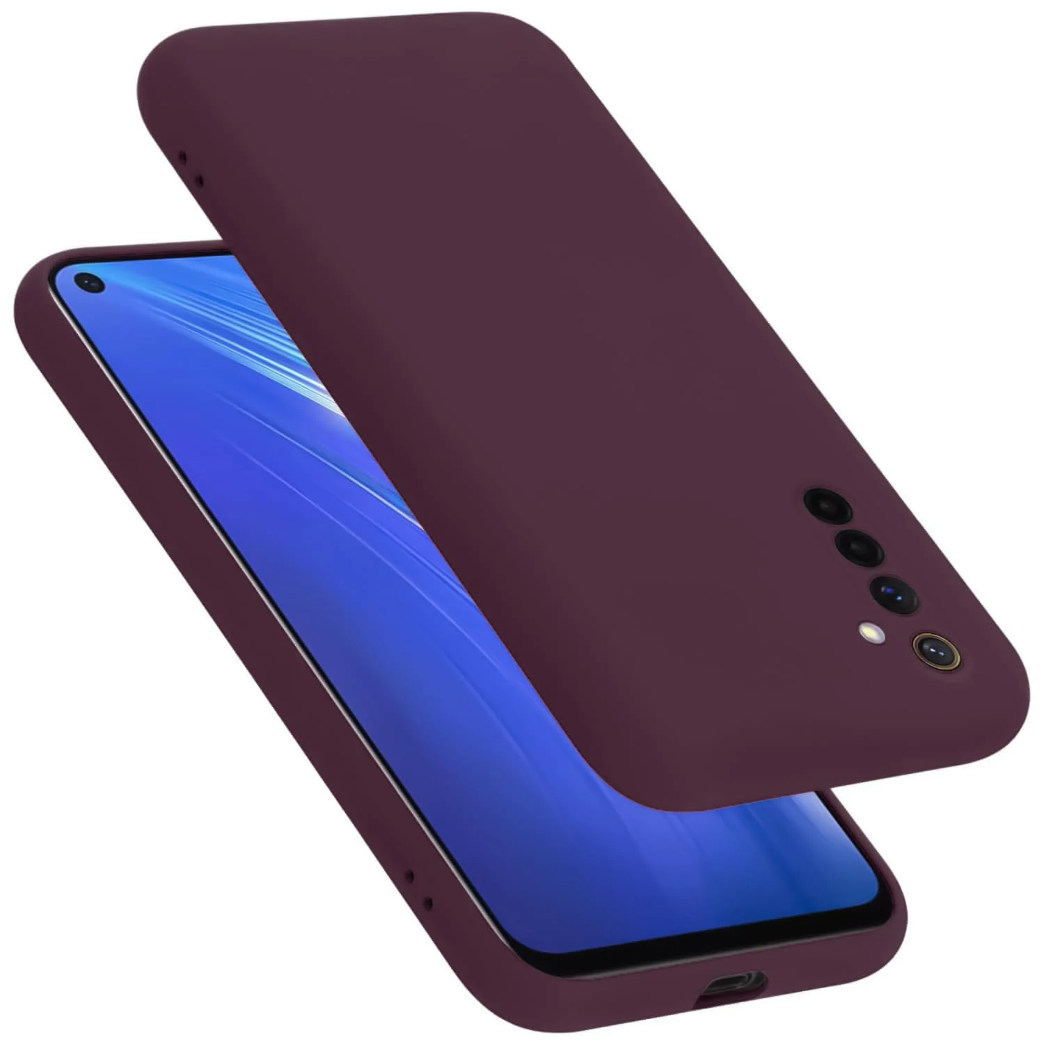 DL3 Mobilak Soft Silicone Protective Case for realme 6 with Microfiber Lining and Shockproof Design - Wine Red