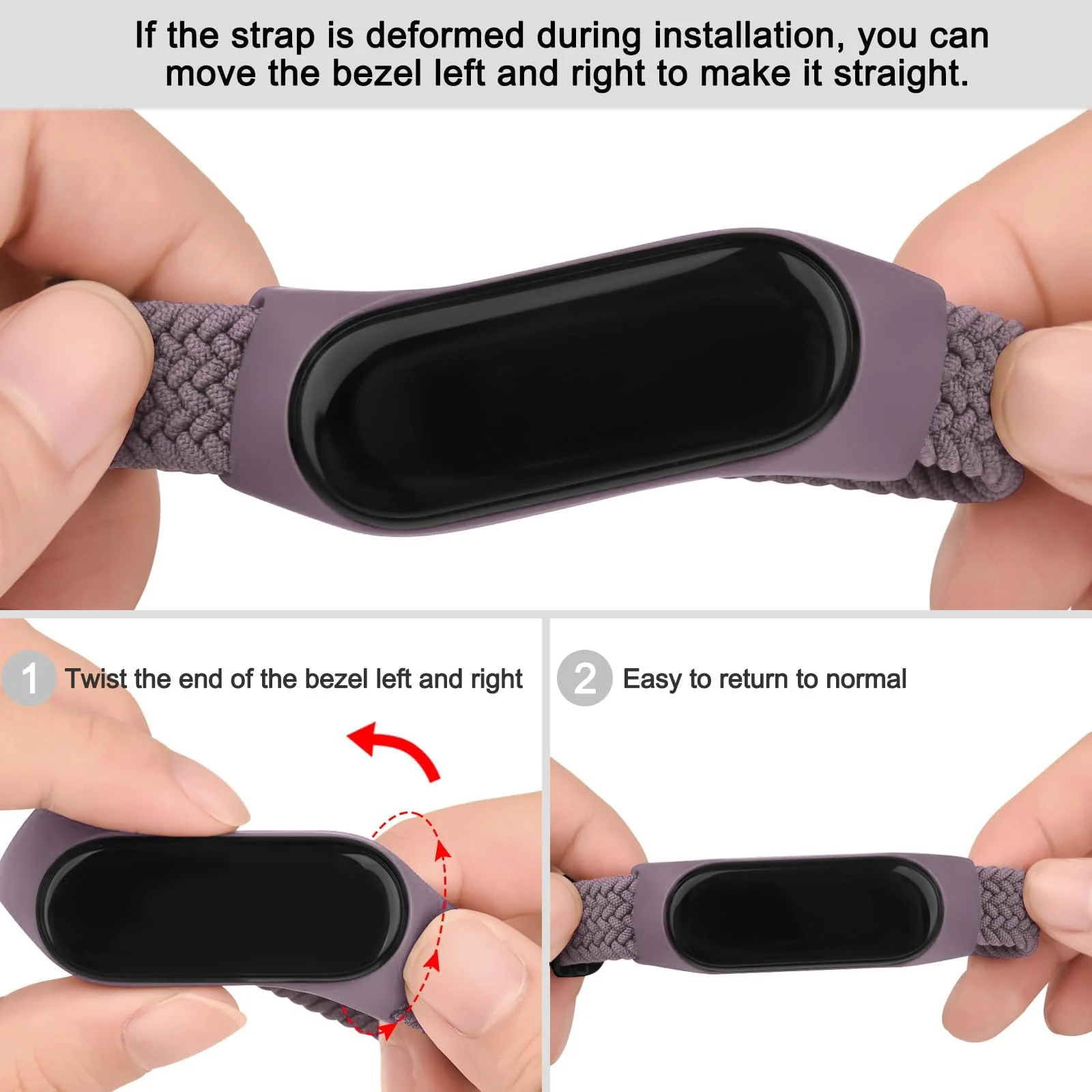 DL3 Mobilak Nylon Wristband Compatible for Xiaomi Mi Band 7/Mi Band 6/Mi Band 5/Mi Band 4/Mi Band 3, Adjustable Braided Elastic Solo Loop for Mi Band 7 6 5 4 3, Sport Strap Smart Watch Accessories - Smoke Violet