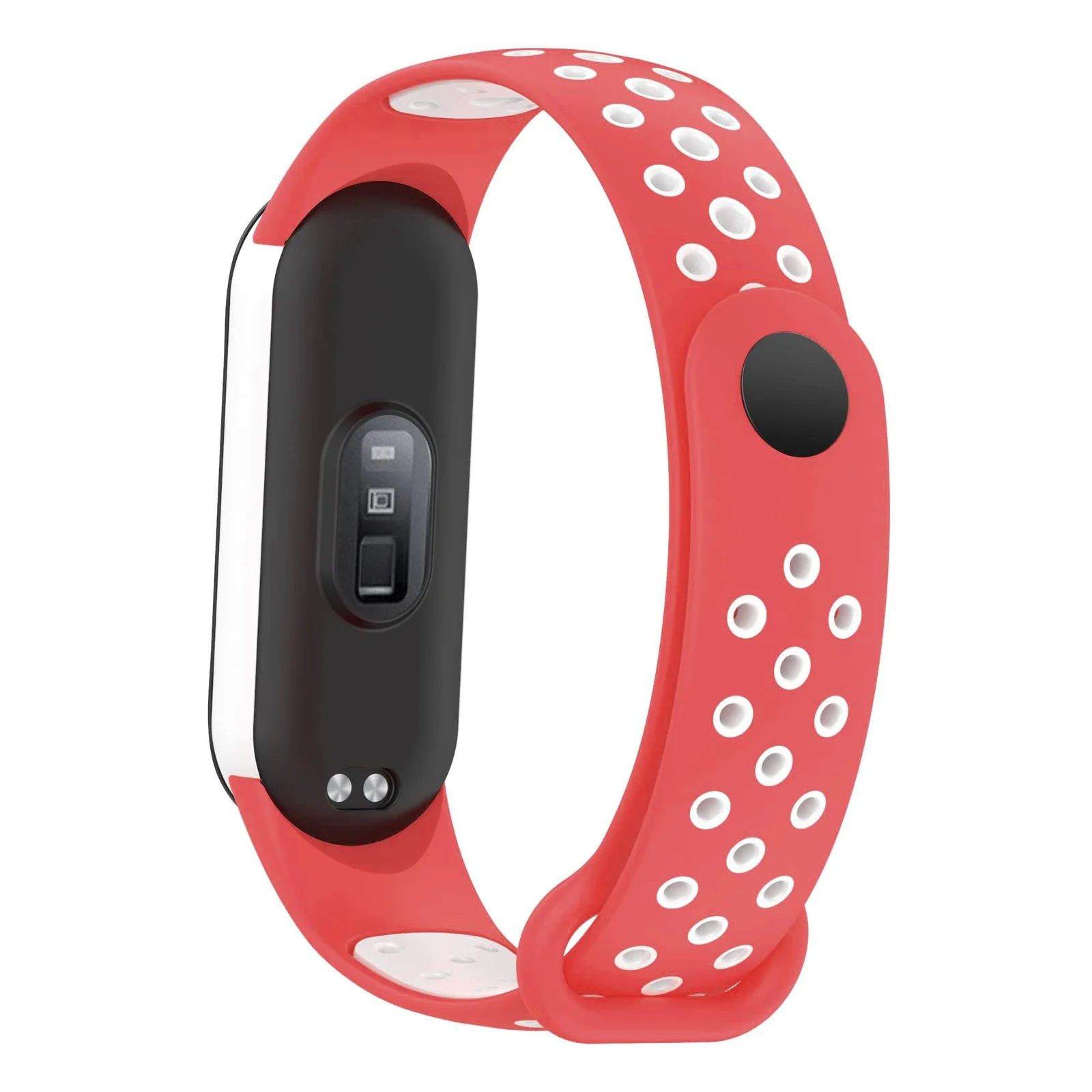 DL3 Mobilak Strap Compatible with Xiaomi Mi Band 4 / Mi Band 3, Women Men Armband, Two Colours Breathable Adjustable Soft Silicone Replacement Strap Compatible with Xiaomi Mi Band 3/4 - Red White