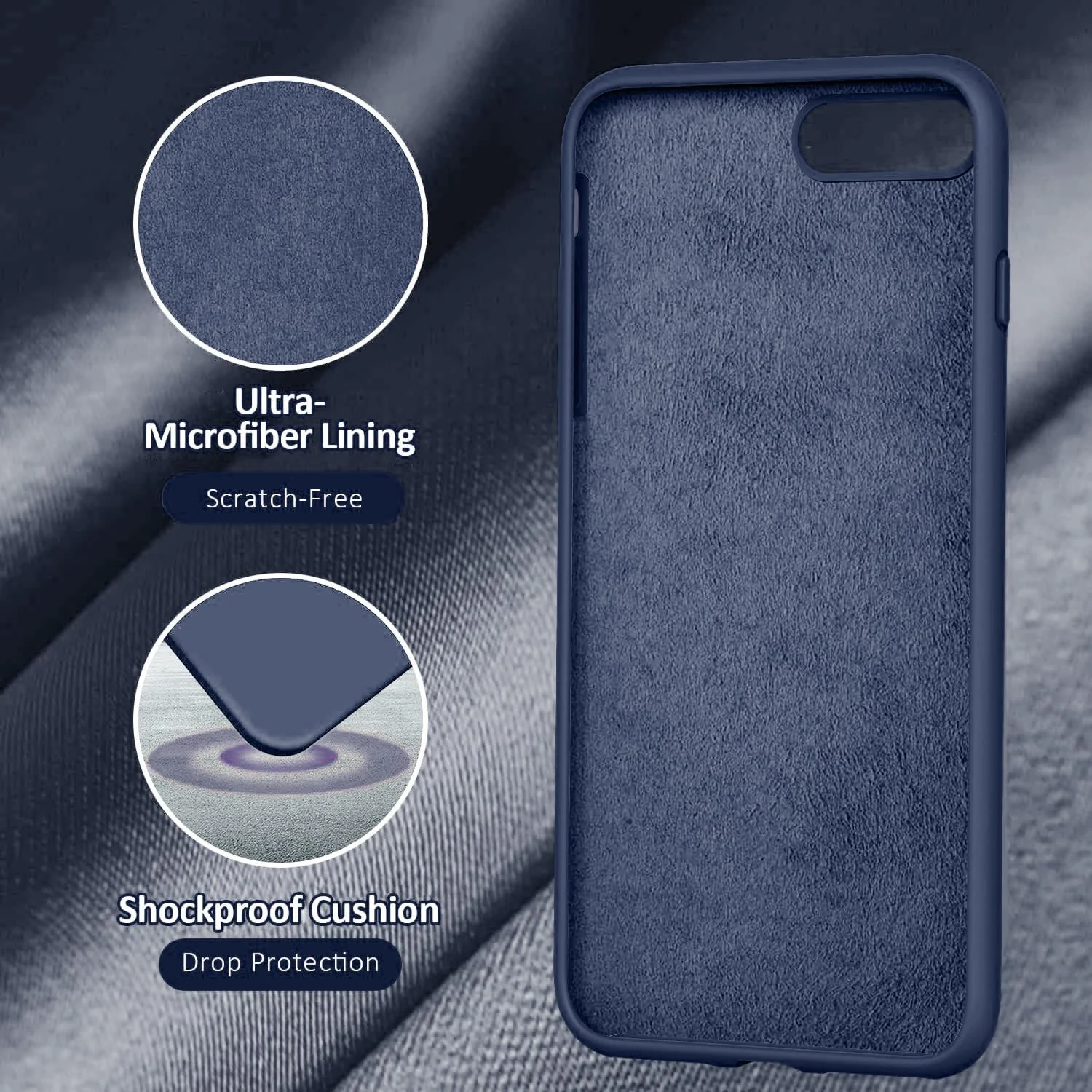DL3 Mobilak Compatible with iPhone 7 Plus/iPhone 8 Plus Case, Liquid Silicone Case, Full Body Protective Cover, Shockproof, Slim Phone Case, Anti-Scratch Soft Microfiber Lining - Storm Blue