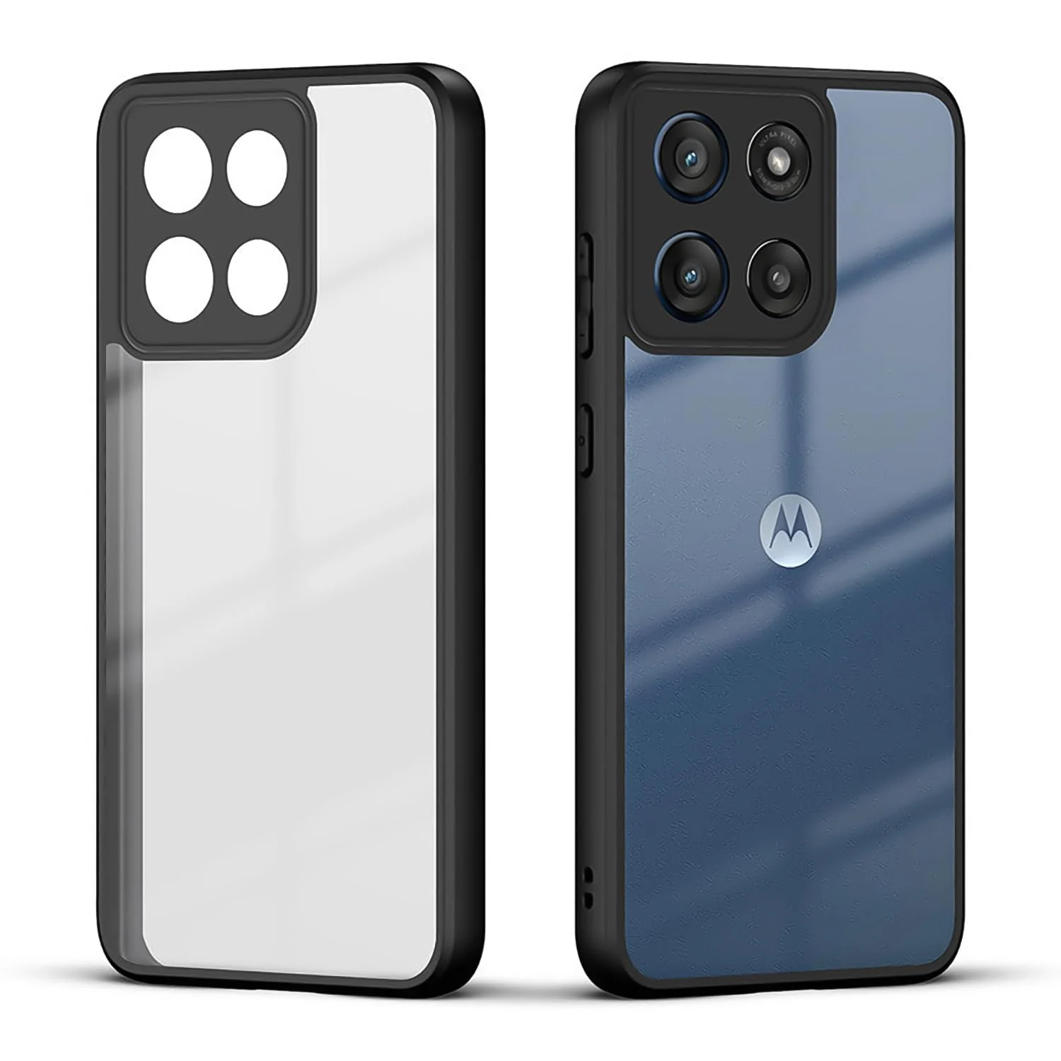 DL3 Mobilak Compatible with Motorola Moto G75 Case Transparent, Military-Grade Shockproof Anti-Yellowing, Slim Protective Phone Case Full Bumper Cover With Camera Protective (Black)