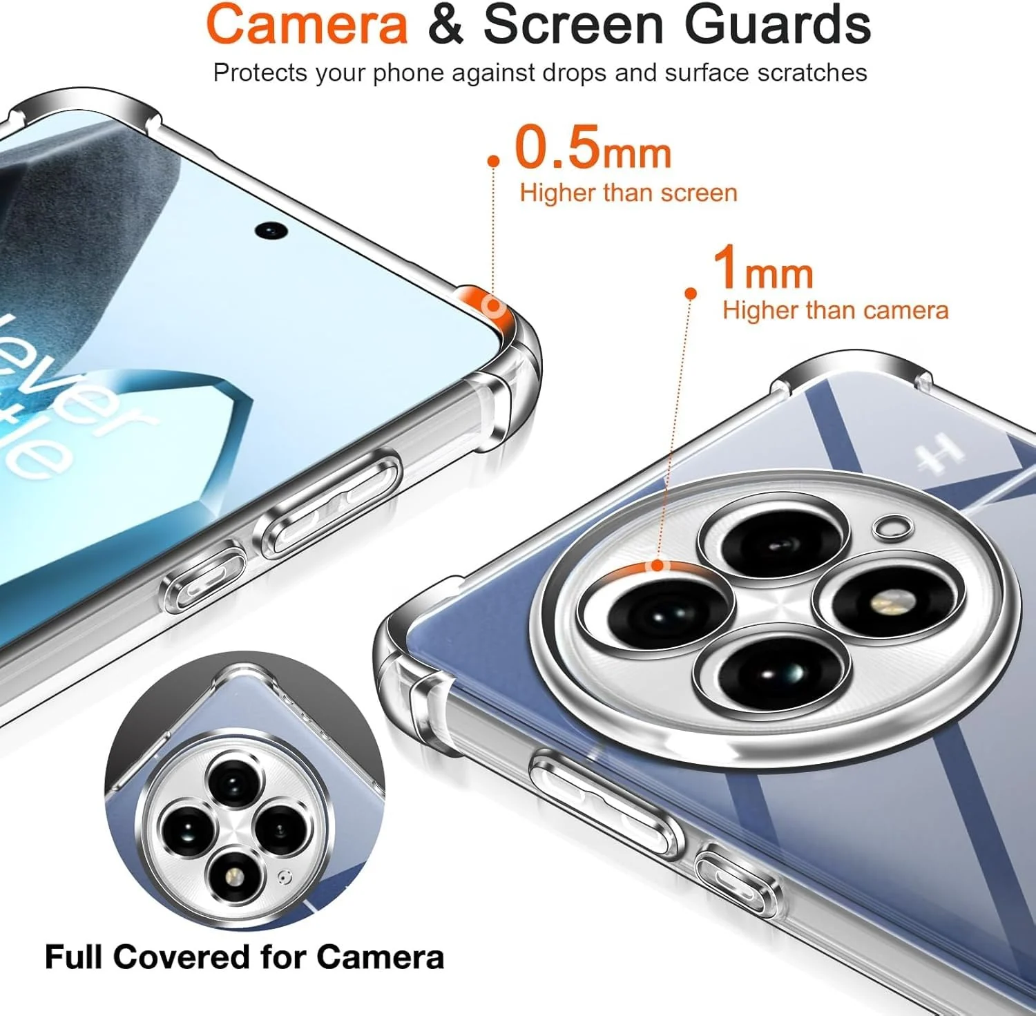 DL3 Mobilak Case Compatible with OnePlus 13 5G, Cover Silicone TPU Gorilla Anti-shock Protector Camera Shockproof Corners - Clear
