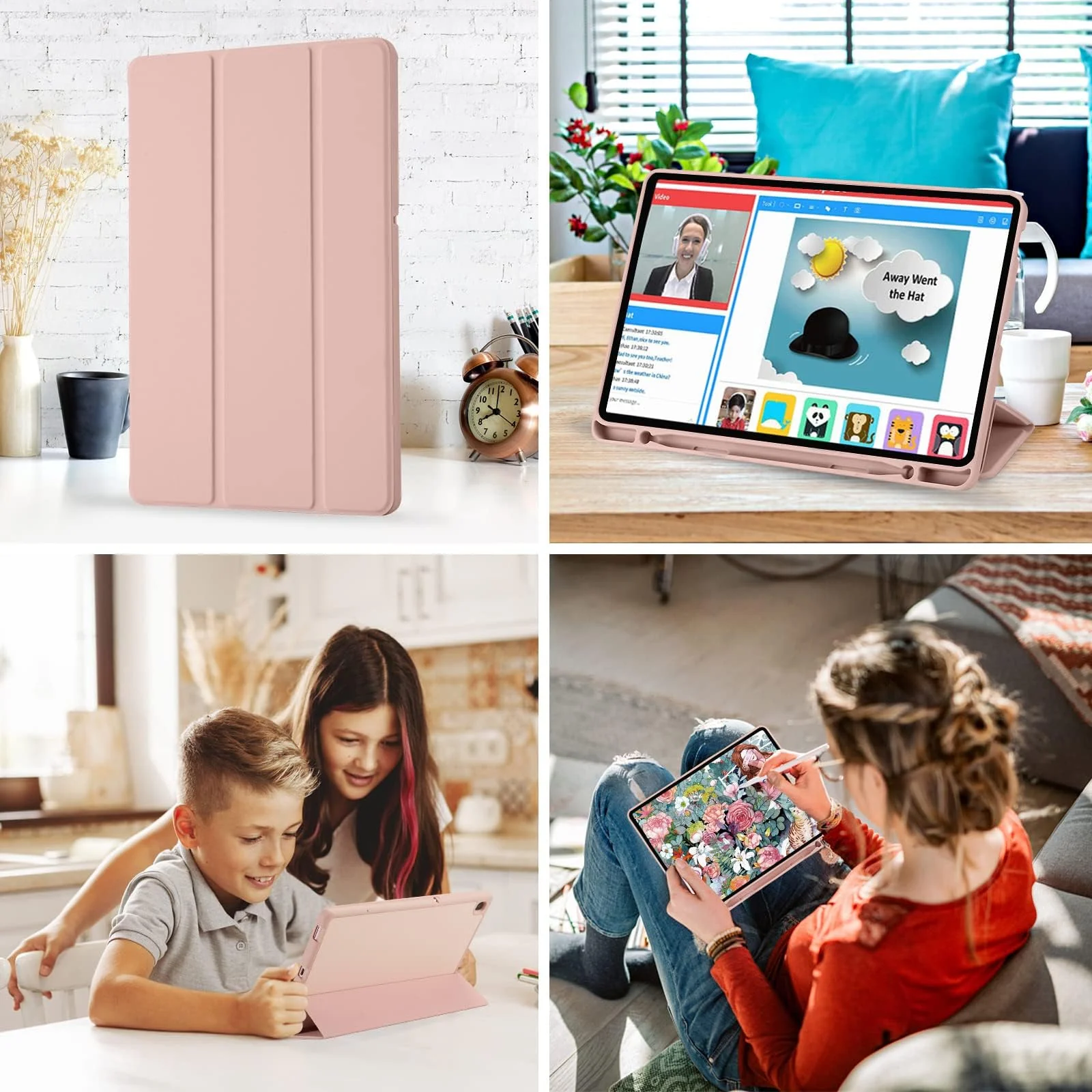 DL3 Mobilak Smart Case For Samsung Galaxy Tab S6 Lite 10.4 inch 2022 (SM-P613/P619) & 2020 (SM-P610/P615) with Pencil Holder, Soft TPU Smart Stand Back Cover Auto Wake/Sleep - Pink Sand