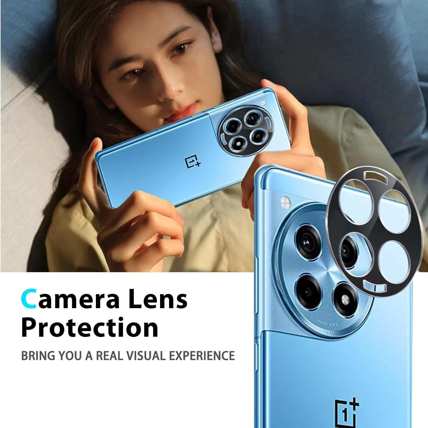 DL3 Mobilak OnePlus 12R 5G Camera Lens Protector Tempered Glass Screen Protector HD [Full Coverage][Anti-Scratch] Drop Protection Ultra Clear/Thin Lens Protector Case - Black