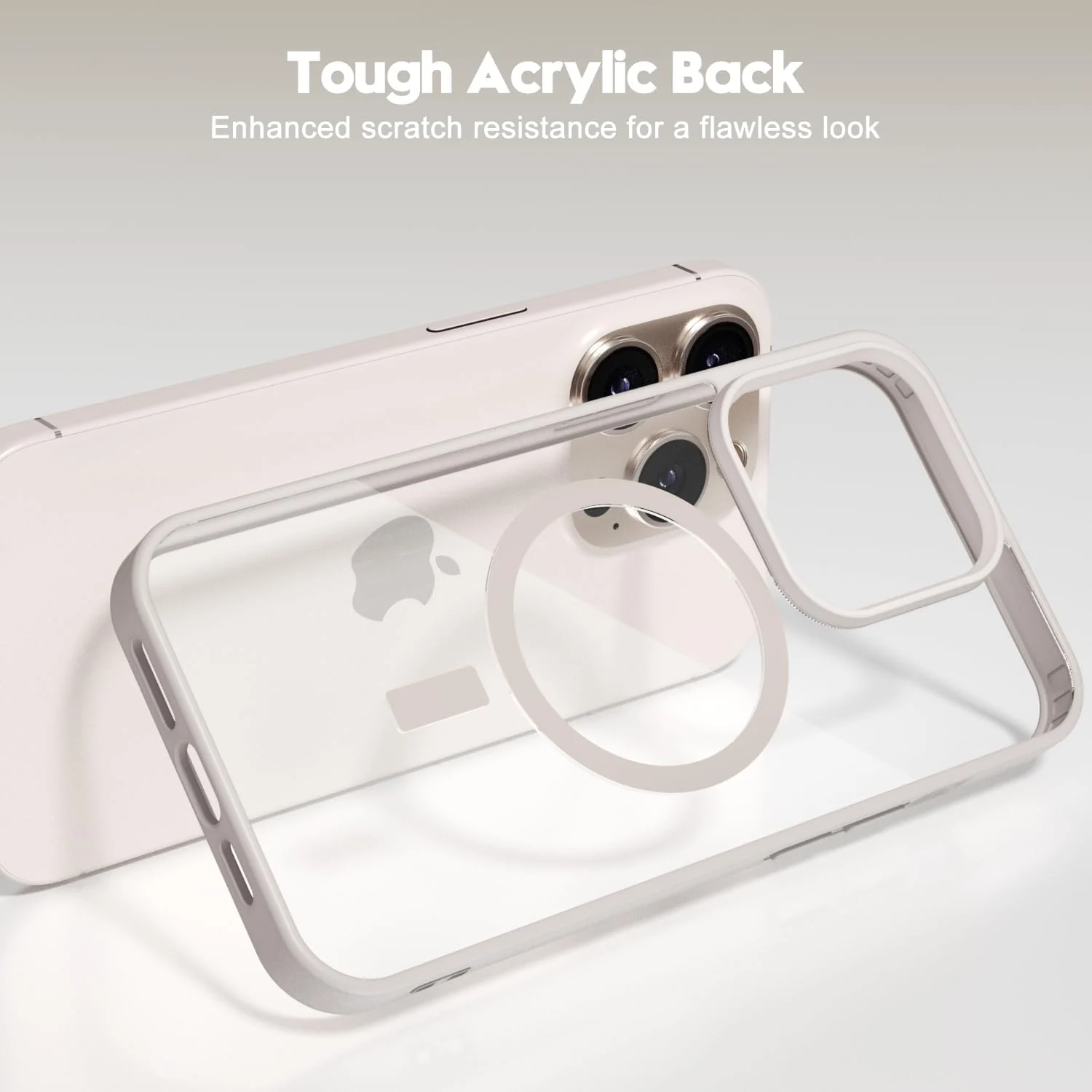 DL3 Mobilak Clear MagSafe-Compatible Magnetic Case for iPhone 15 Pro Max with Magnetic Car-Mount Support and Military-Grade Protection - Titanium