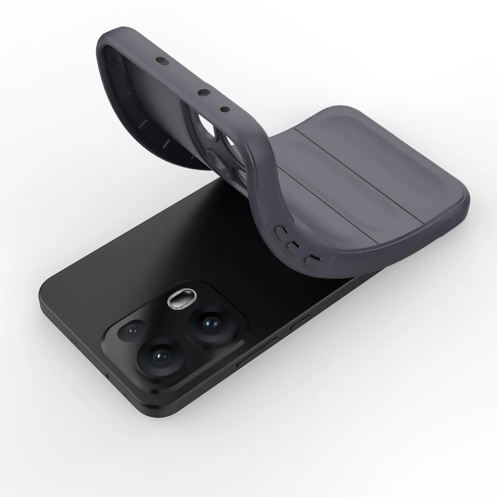 DL3 Mobilak Flexible Silicone and TPU Protective Case with Camera Protection for OPPO Reno 13 Pro 5G - Dark Gray