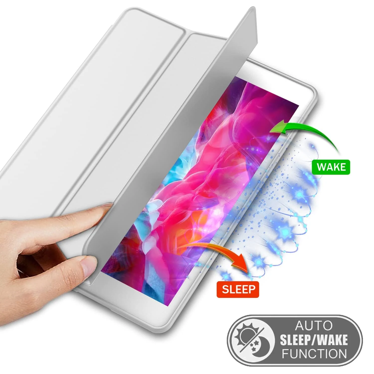 DL3 Mobilak Case For iPad 9.7-inch, (2018/2017), iPad Pro 9.7 Inch 2016, iPad Air 2nd/1st Smart Cover with Pencil Holder and Soft Silicone Back, Full Body Protection, Auto Wake/Sleep - Gray