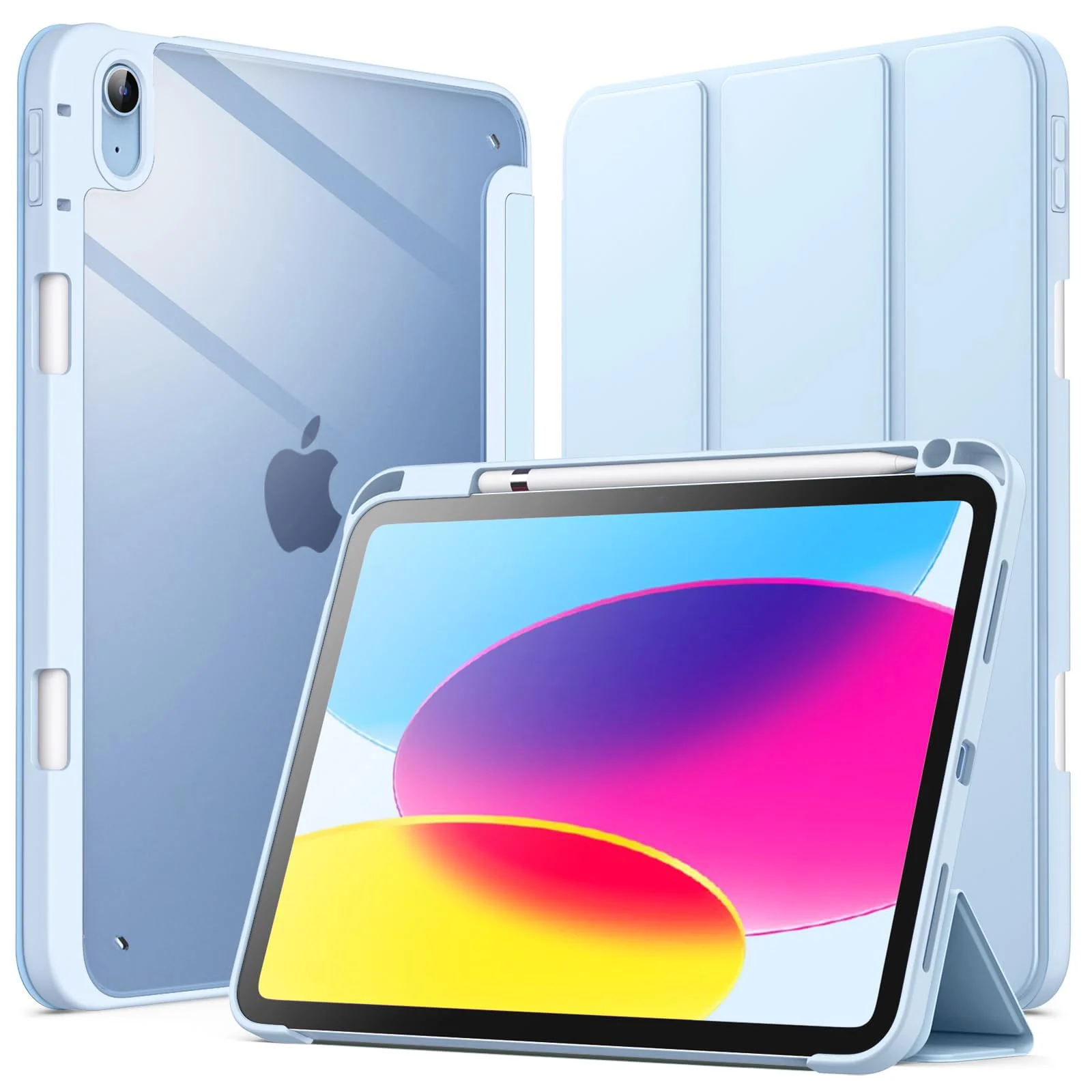 DL3 Mobilak Case Compatible with iPad (A16) 11th Generation 11 Inch (2025), iPad 10th Generation 10.9 Inch (2022), Clear Shockproof Back Cover Built-in Pencil Holder, Auto Sleep/Wake