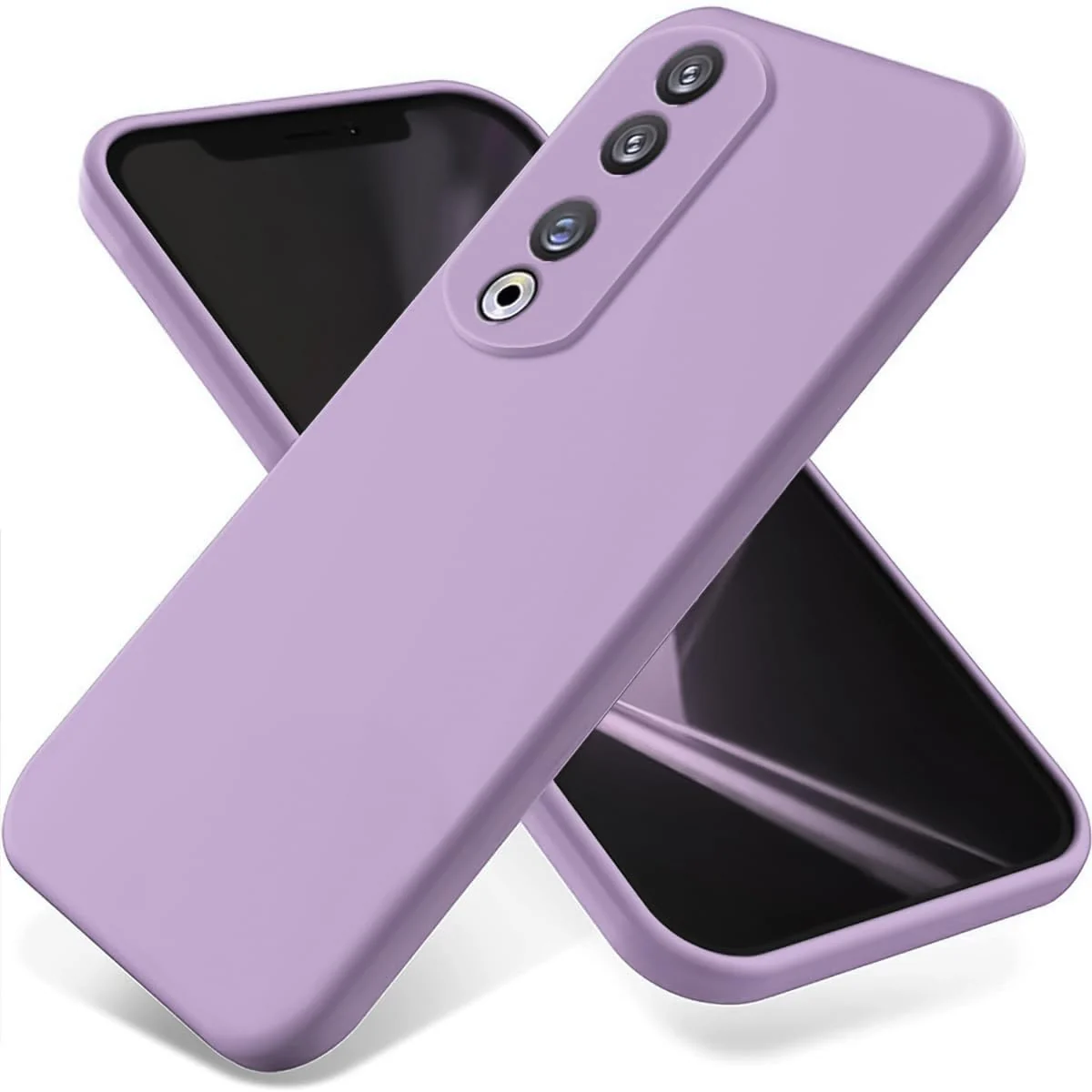 DL3 Mobilak Soft Silicone Protective Case for Honor 90 with Microfiber Lining and Shockproof Design - Lavender