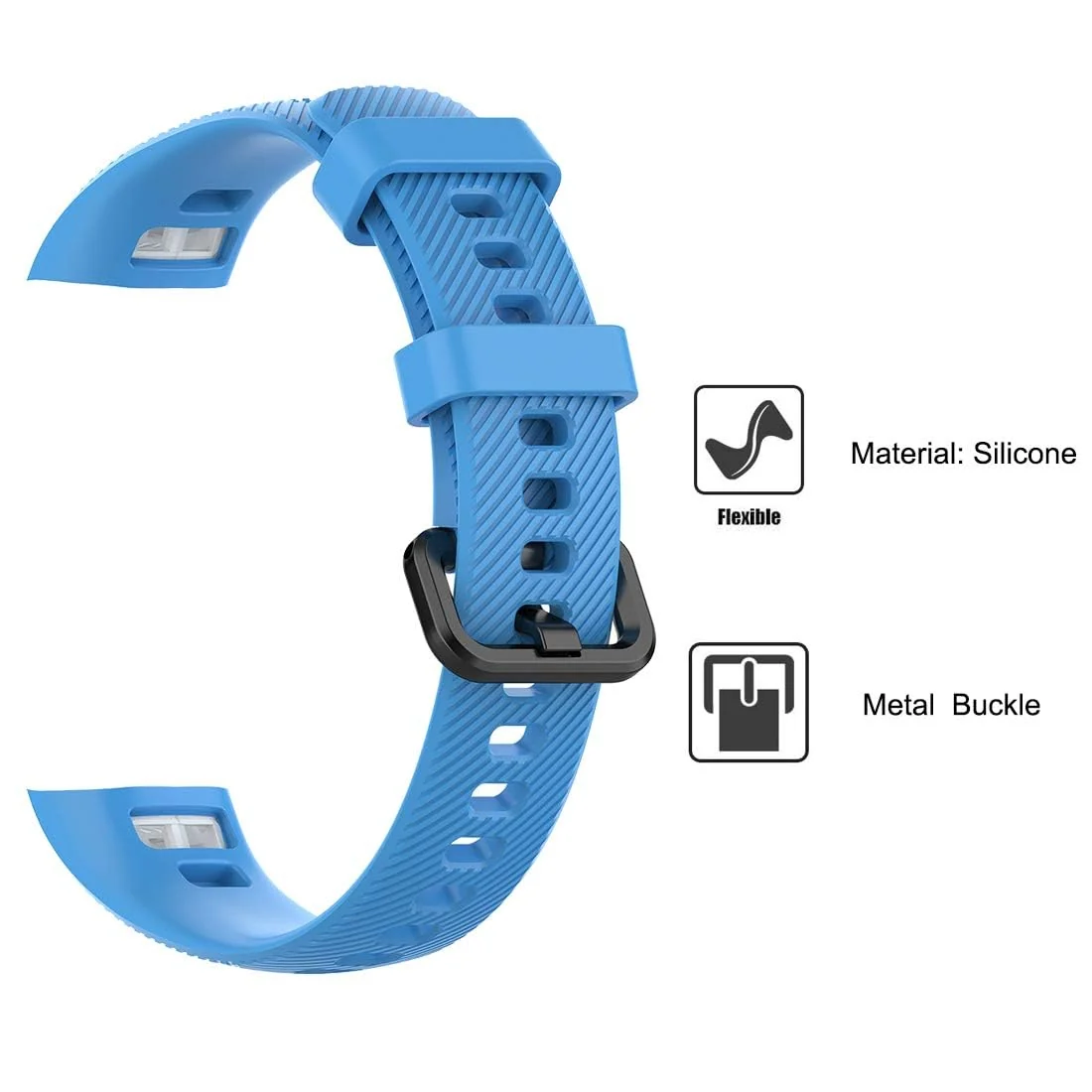 DL3 Mobilak Compatible for Honor Band 5/Honor Band 4 Strap, Soft Silicone Sport Wristband Adjustable Accessory Bracelet Replacement Band for Honor Band 5/Band 4 - Sky Blue