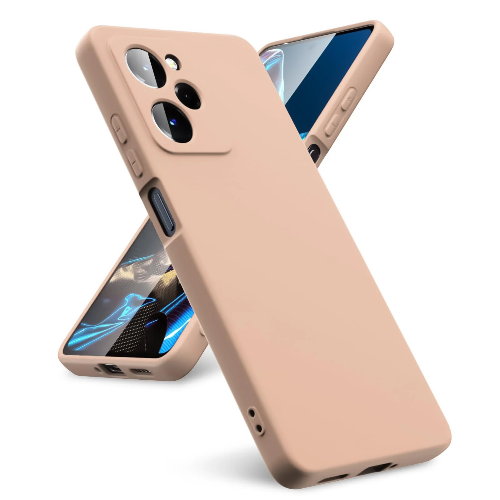 DL3 Mobilak Soft Silicone Protective Case for POCO X5 Pro 5G with Microfiber Lining and Shockproof Design - Light Orange