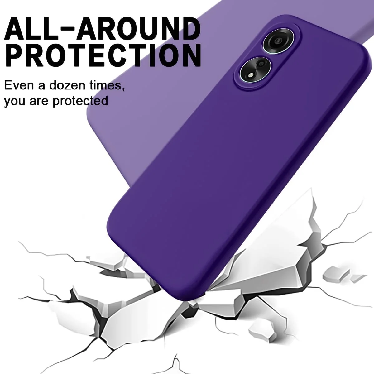 DL3 Mobilak OPPO A18 Case, Soft Flexible Silicone Gel Rubber Bumper Cover, Full Body Shockproof Protective Phone Case - Purple