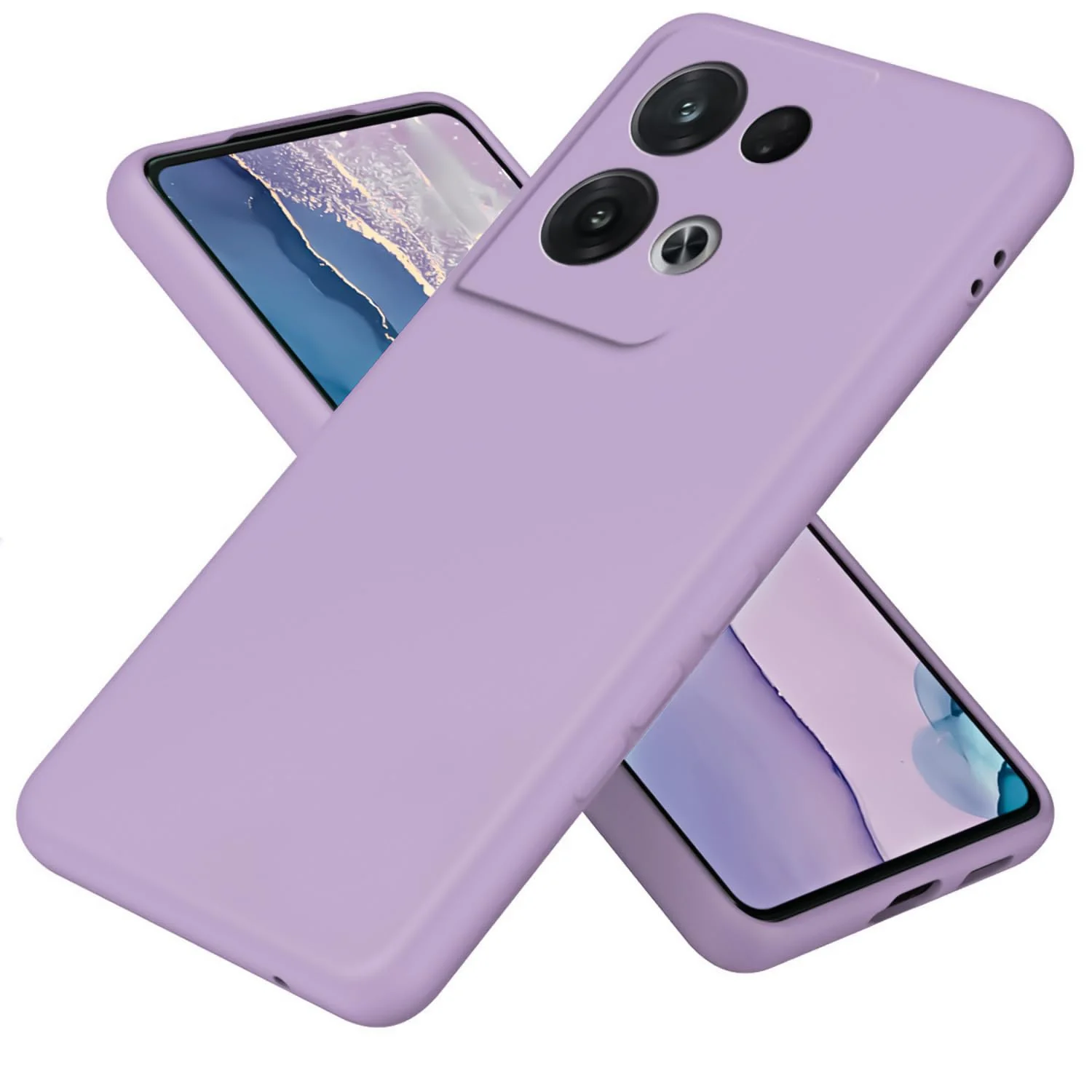 DL3 Mobilak OPPO Reno 8 5G Case, Soft Flexible Liquid Silicone Gel Rubber Bumper Cover, Full Body Shockproof Protective Phone Case - Lavender