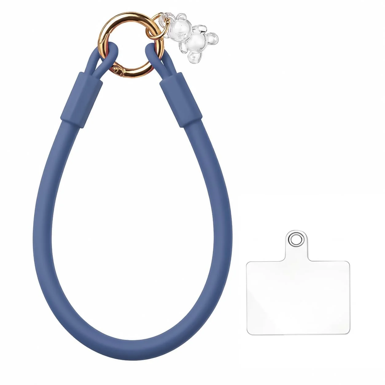 DL3 Mobilak Silicone Crystal Lanyard, 30cm Phone Wrist Strap Lanyard Keychain Office Wrist Strap with Clasp and Bear for Women Phone ID Card, Keys Strap - Royal Blue