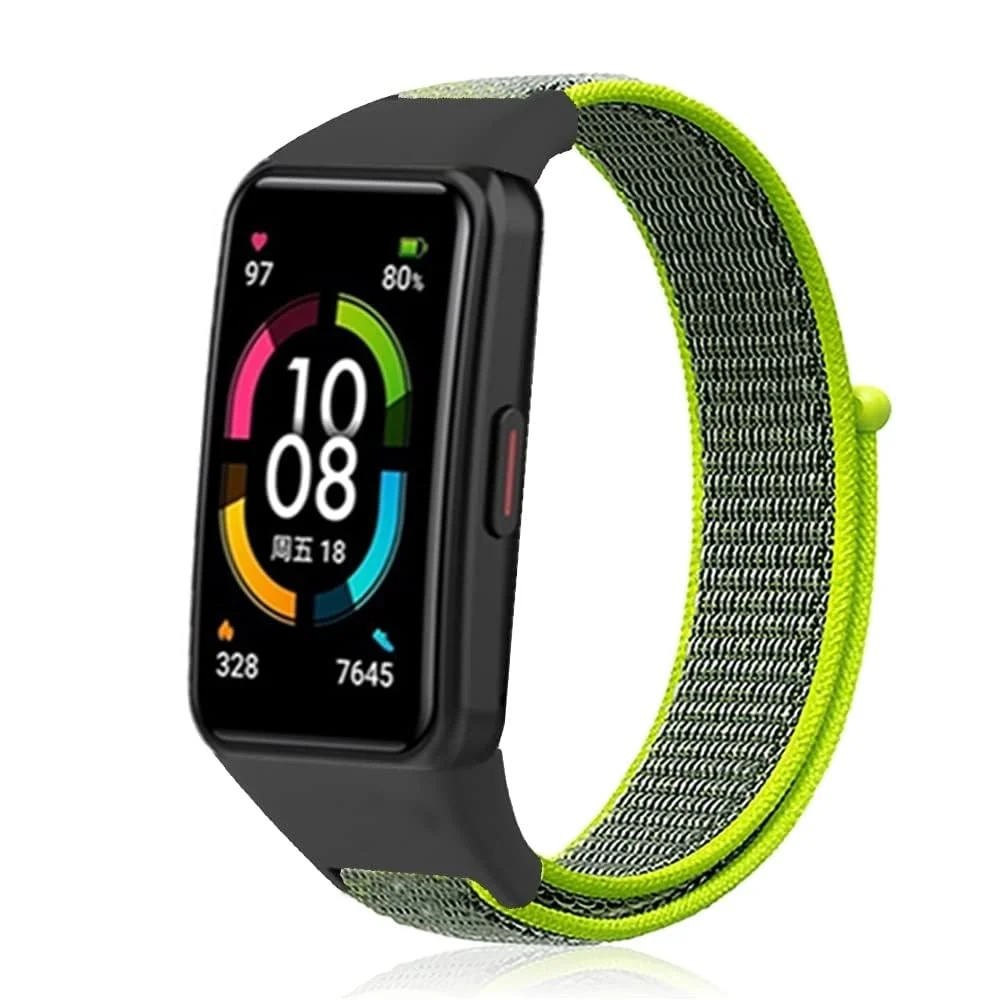 DL3 Mobilak Nylon Band for Honor Band 6/Huawei Band 6 Pro/Huawei Band 6, Nylon Watch Strap Sport Wristband Soft Replacement Watch Strap Adjusable Wrist for Women Men - Lemon Green
