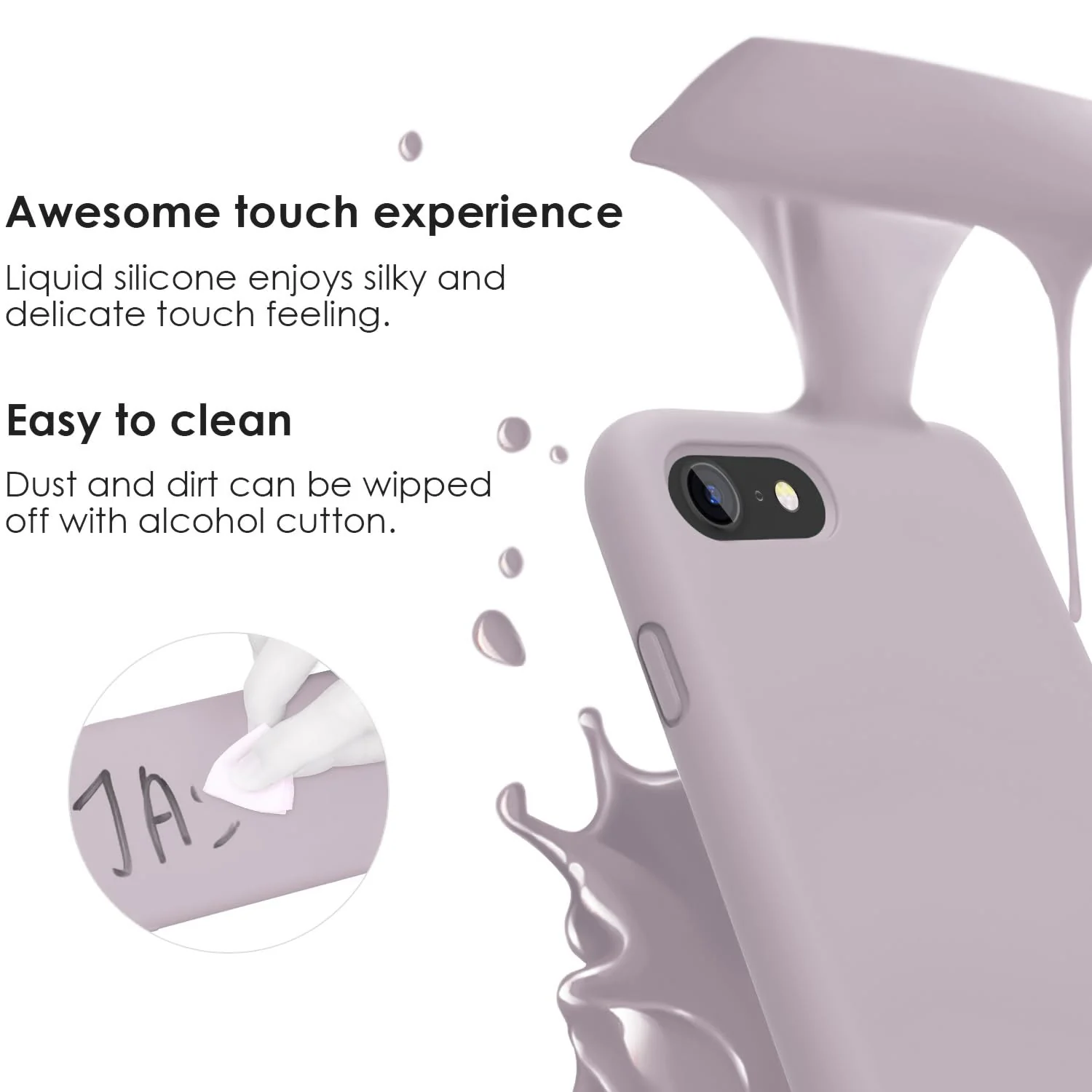 DL3 Mobilak Liquid Silicone Case for iPhone 6 / 6S, Shock-absorbing protection, Scratch-resistant surface, Slim, lightweight profile - Lavender Pink