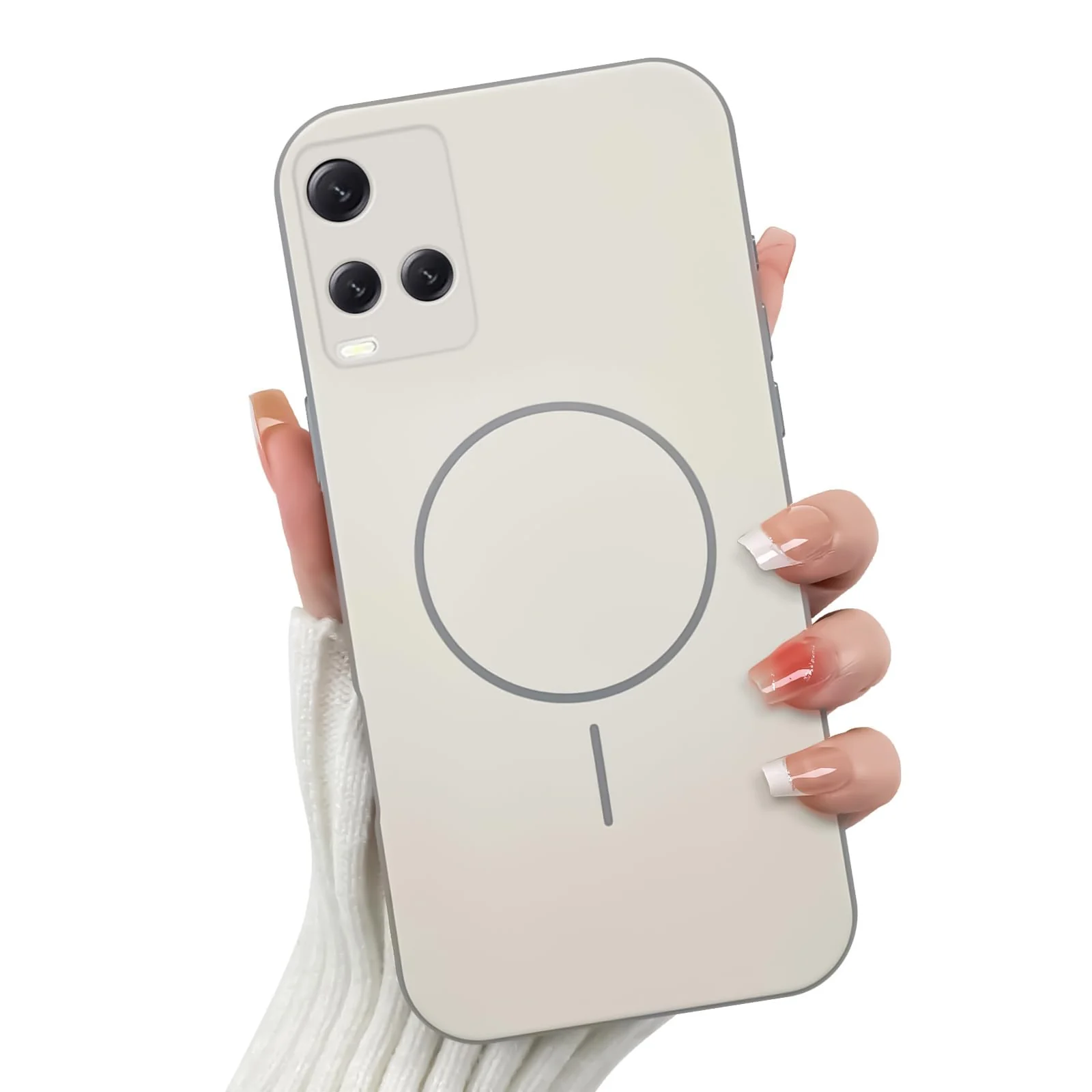 DL3 Mobilak Case For Vivo Y33S 4G/Vivo Y21s/Vivo Y21 Slim Design [Not Compatible with MagSafe] Soft Silicone Case Flexible TPU Anti-Scratch Protective Cover with Full Camera Protection - Off-White