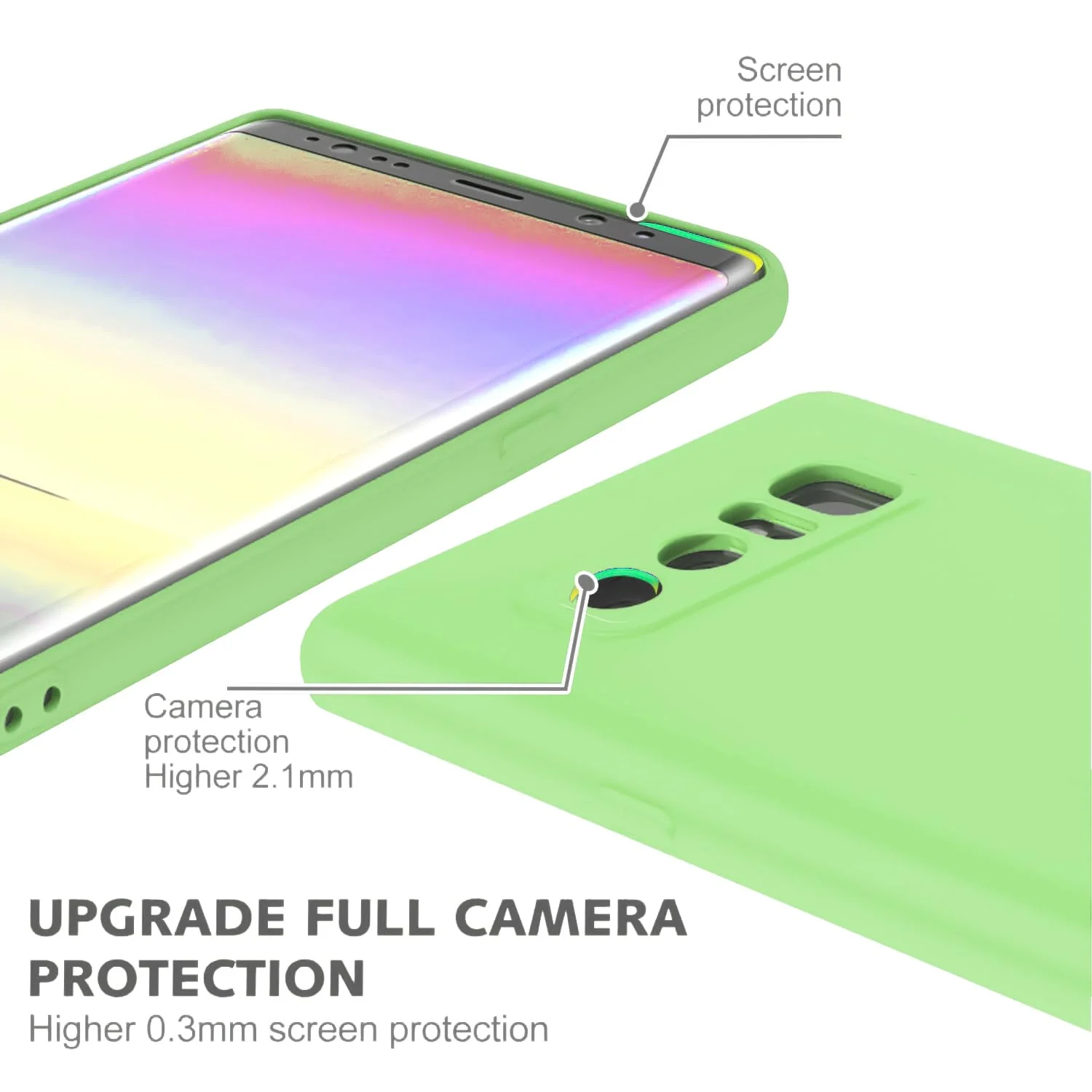 DL3 Mobilak Samsung Galaxy Note 8 Case, Soft Flexible Liquid Silicone Gel Rubber Bumper Cover, Full Body Shockproof Protective Phone Case - Mint Green