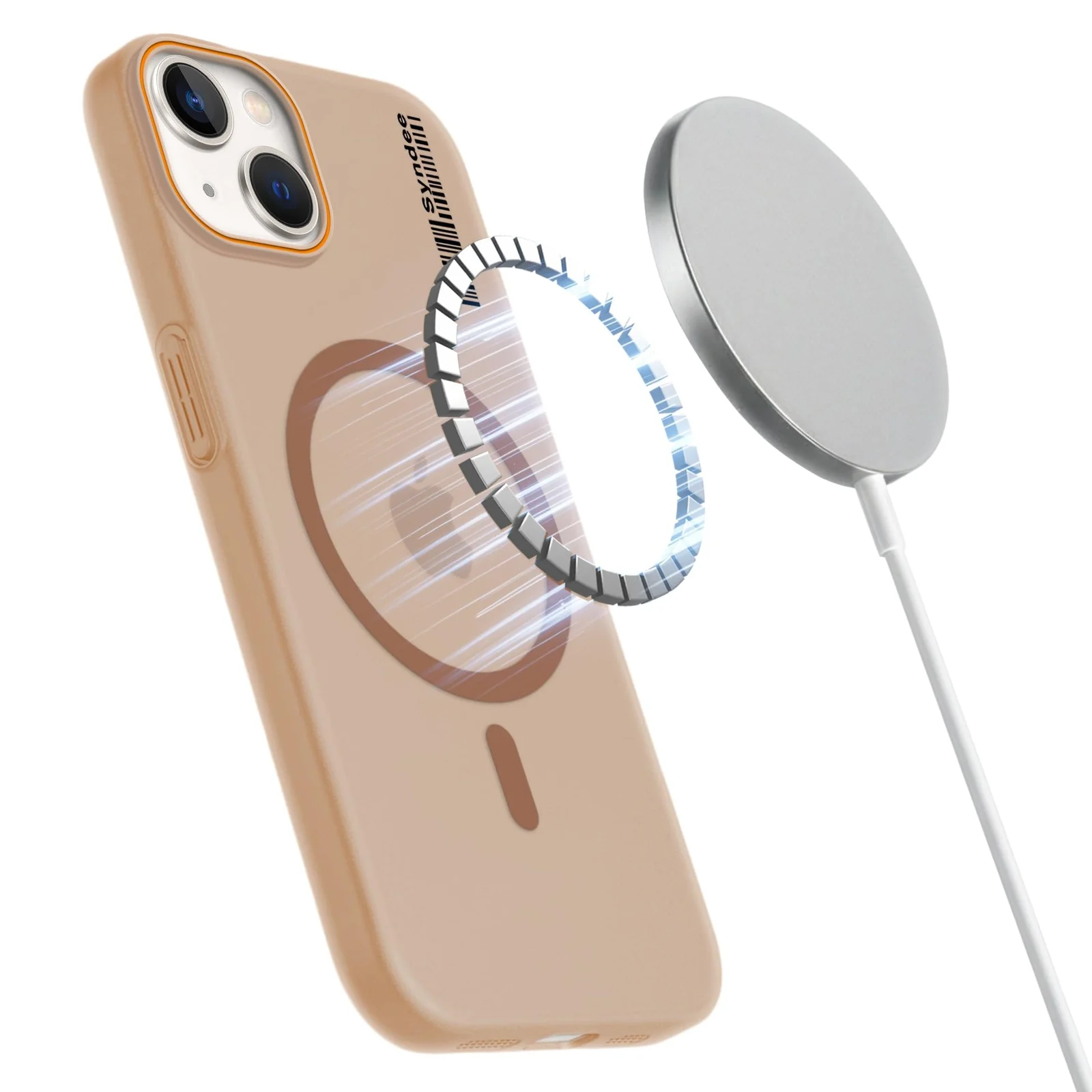 DL3 Mobilak Clear MagSafe-Compatible Magnetic Case for iPhone 13 / iPhone 14 with Camera Protection and Ring Holder - Brown