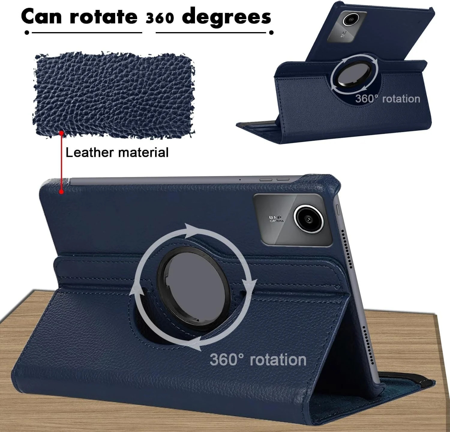 "DL3 Mobilak Protective Cover for Lenovo Tab M11/Tab K11 LTE 11"" 2024, 360° Rotatable Smart Stand, Leather Folio Flip Cover with Multi-Angle Viewing, Auto Wake Sleep - Blue"