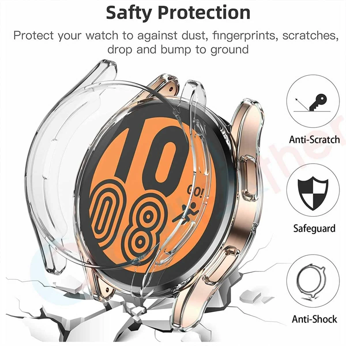 DL3 Mobilak Case Compatible with Samsung Galaxy Watch 4 40mm 2021 & Watch 5 40mm 2022 Case All-Around Screen Protector Watch Soft TPU Shockproof Cover Slim Guard Thin Bumper Shel Protector - Clear