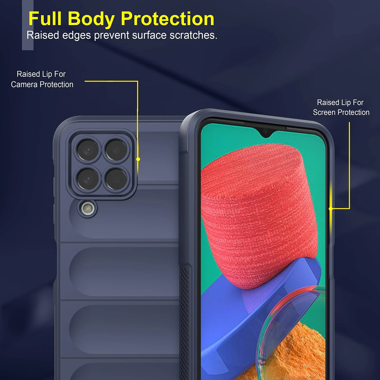 DL3 Mobilak Flexible Silicone and TPU Protective Case with Camera Protection for Samsung Galaxy M33 5G - Blue
