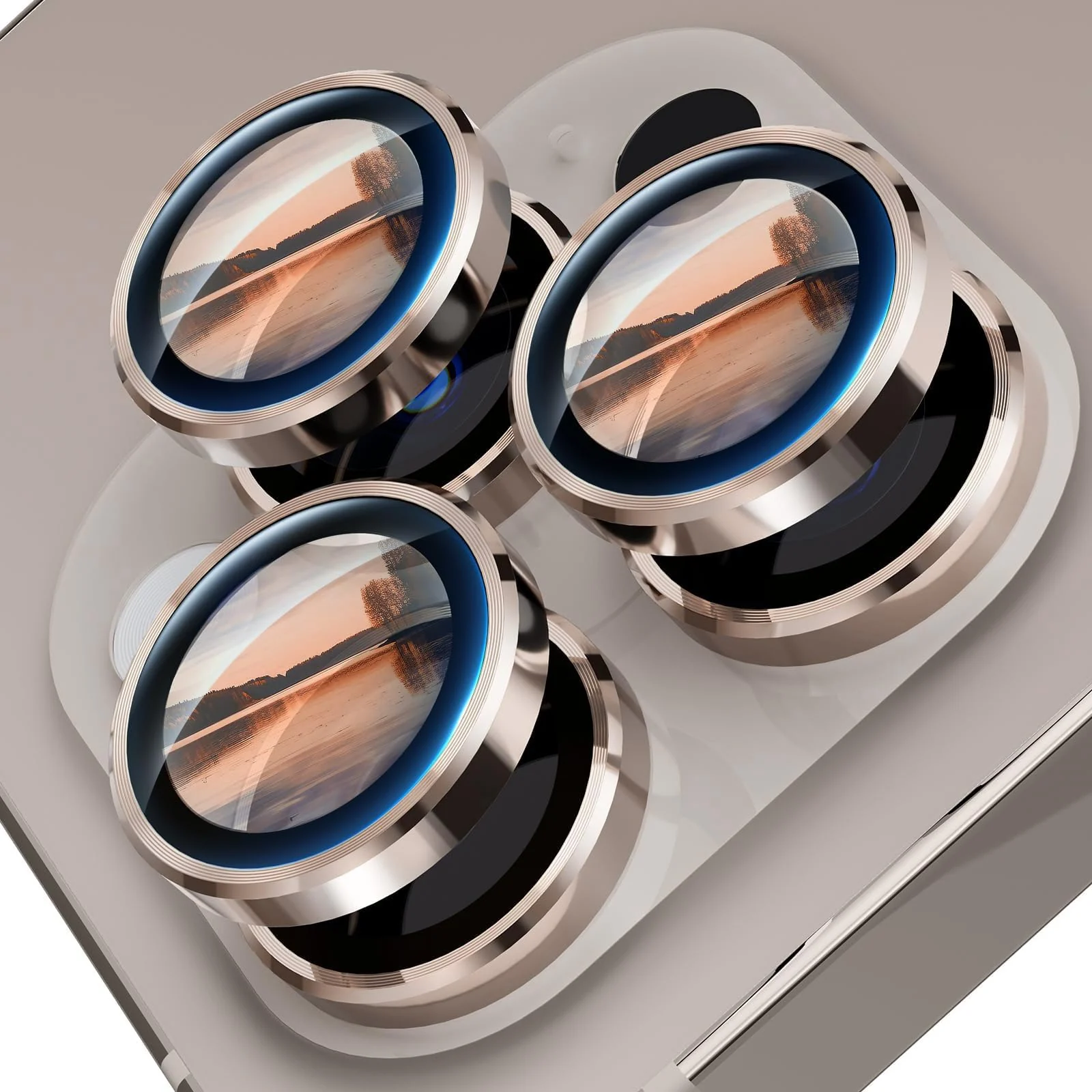 DL3 Mobilak Camera Lens Protector For iPhone 15 Pro/iPhone 15 Pro Max, [Keep Original Shooting] Tempered Glass Screen Protector Metal Individual Camera Cover, Case Friendly - Rose Gold