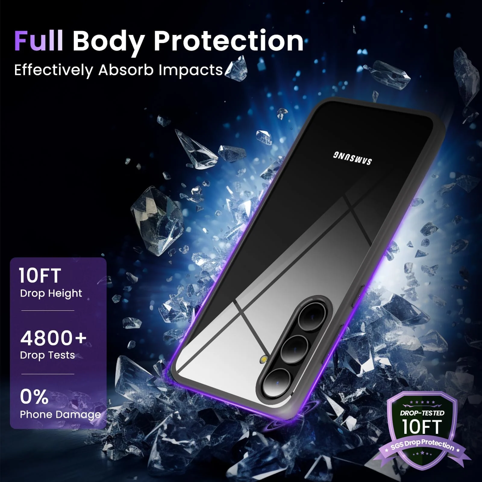 DL3 Mobilak Clear PC and TPU Protective Case for Samsung Galaxy S24 Plus with Shockproof Design and Anti-Yellowing Design - Titanium