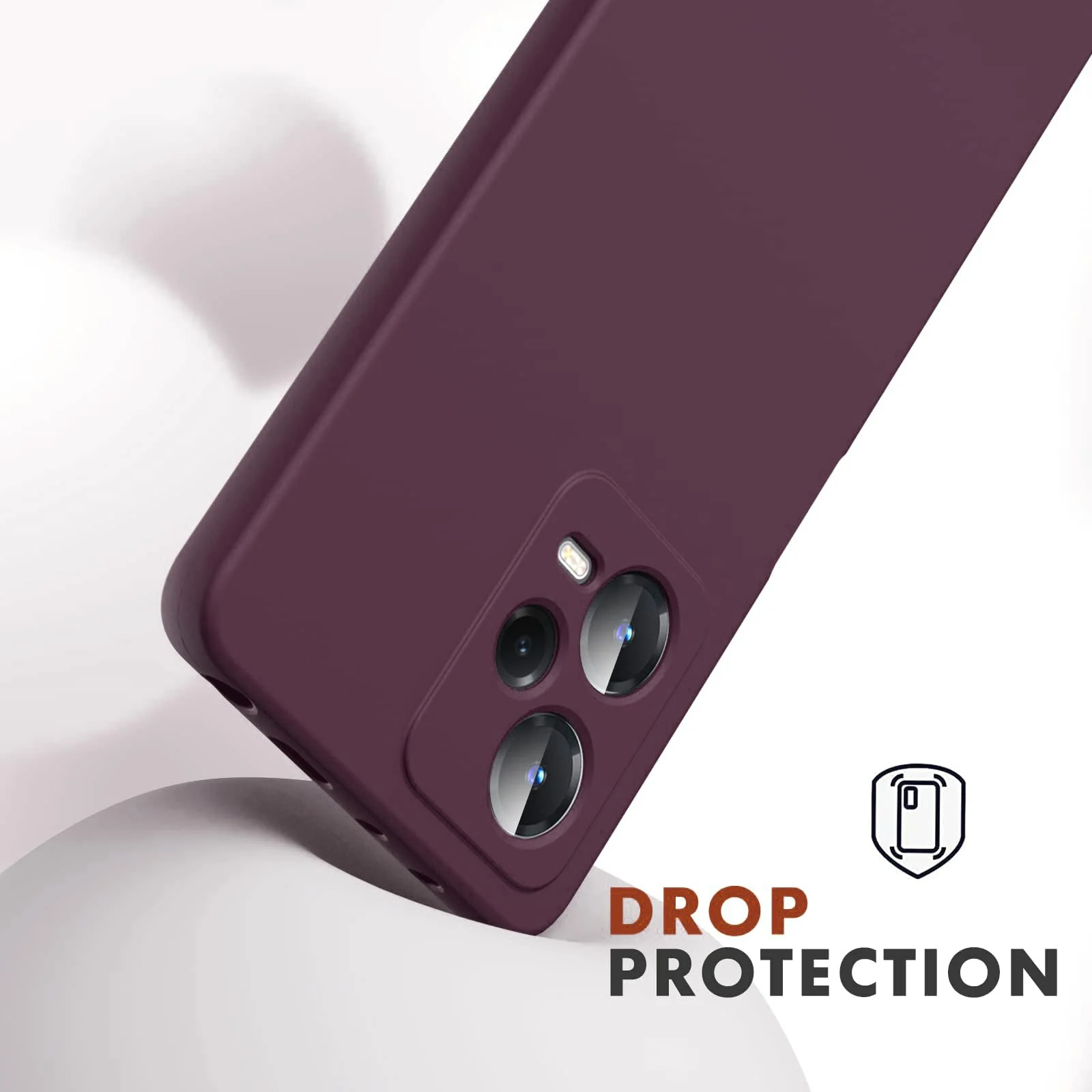 DL3 Mobilak Liquid Silicone Protective Case with Soft Microfiber Lining with Full Camera Protection for Xiaomi Redmi Note 12 Pro Plus 5G - Wine Red