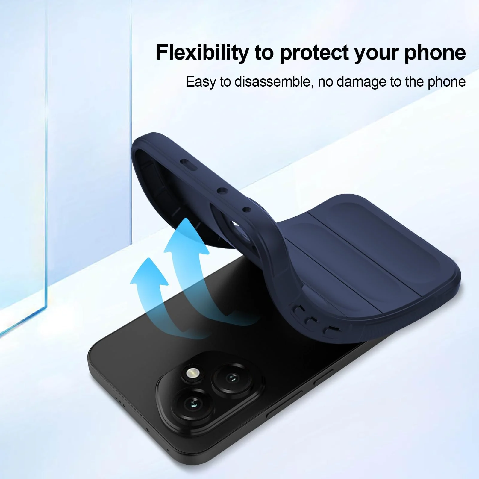 DL3 Mobilak Soft Silicone Protective Case for Honor 400 5G with Camera Protection and Shockproof Design - Blue