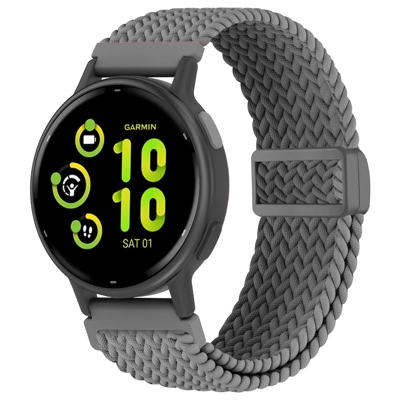 DL3 Mobilak 20mm Magnetic Band for Samsung Galaxy Watch 7/6/5/4/FE Band 40mm 44mm/Galaxy Watch 6/4 Classic Bands 47mm 43mm 46mm 42mm/Watch 5 pro 45mm/3 41mm/Active 2, Stretchy Braided Nylon Magnetic Sport Strap - Dark Gray