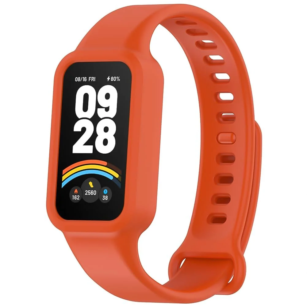 DL3 Mobilak Compatible with Xiaomi Smart Band 9 Active/Xiaomi Redmi Smart Band 3 Replacement Silicone Wrist Strap Bracelet Band Soft And Durable Watch Accessories - Orange